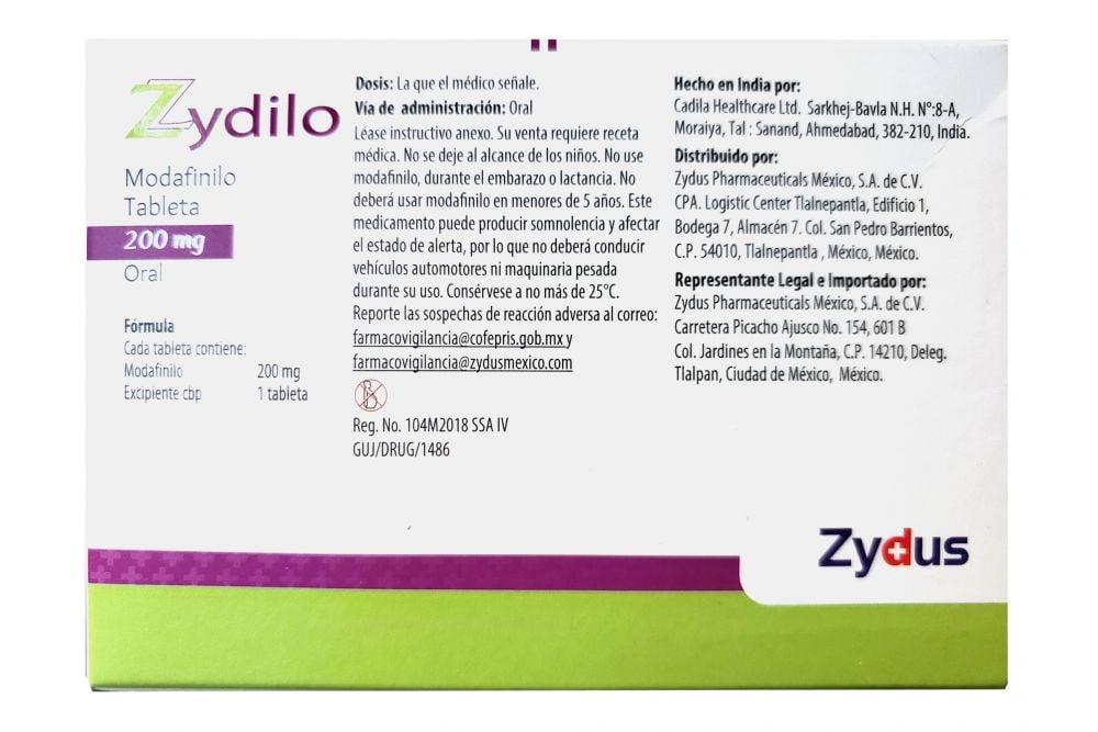 Zydilo 28 Tabletas Caja Modafinilo 200 MG