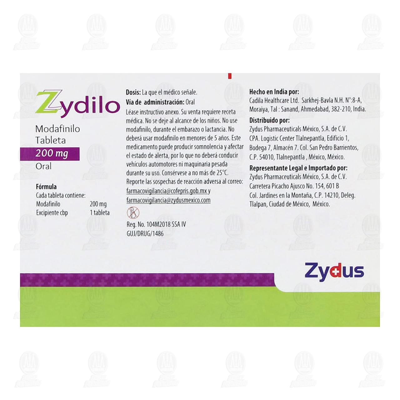 Zydilo 14 Tabletas Caja Modafinilo 200 MG