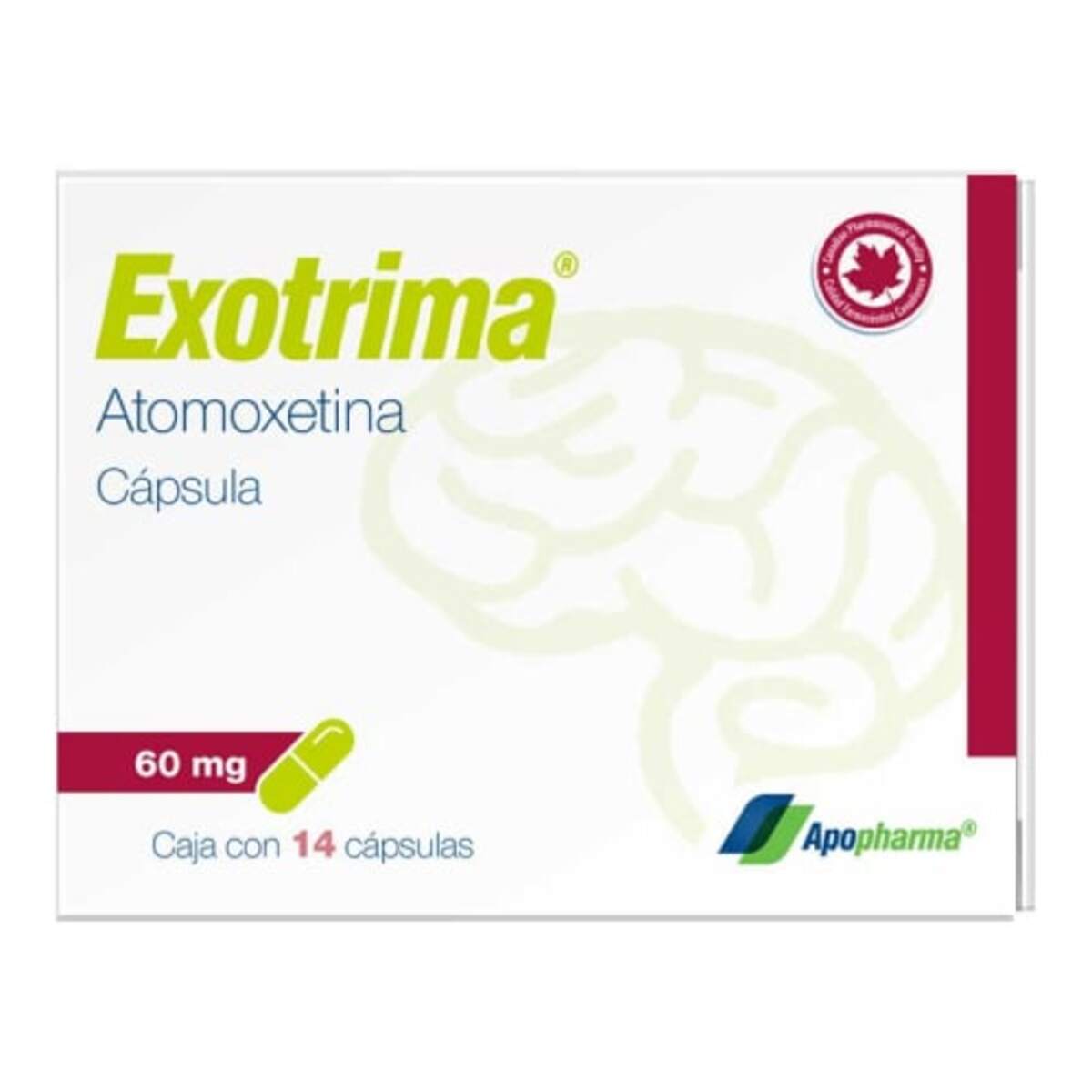 Atomoxetina 60 MG Exotrima 14 Cápsulas Caja.