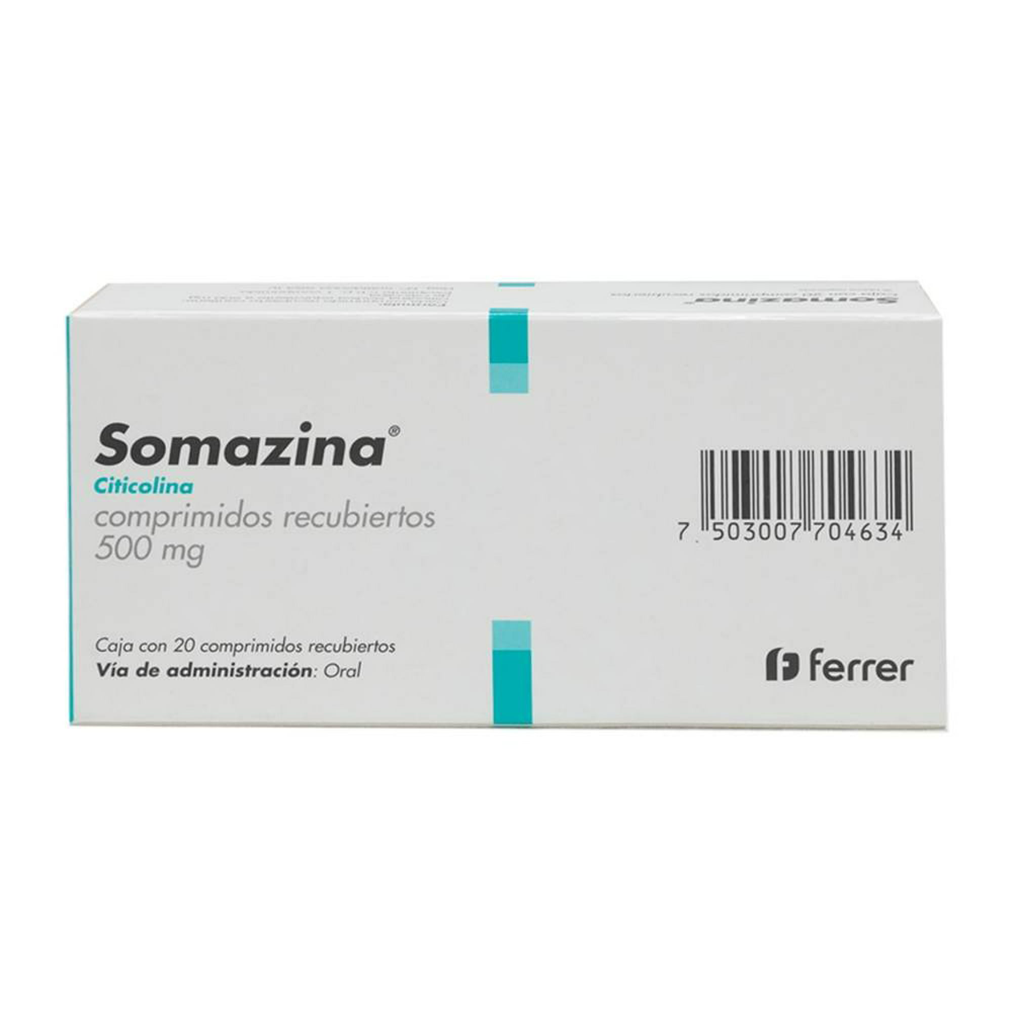 Somazina 20 Comprimidos Caja Citicolina sódica 500 MG