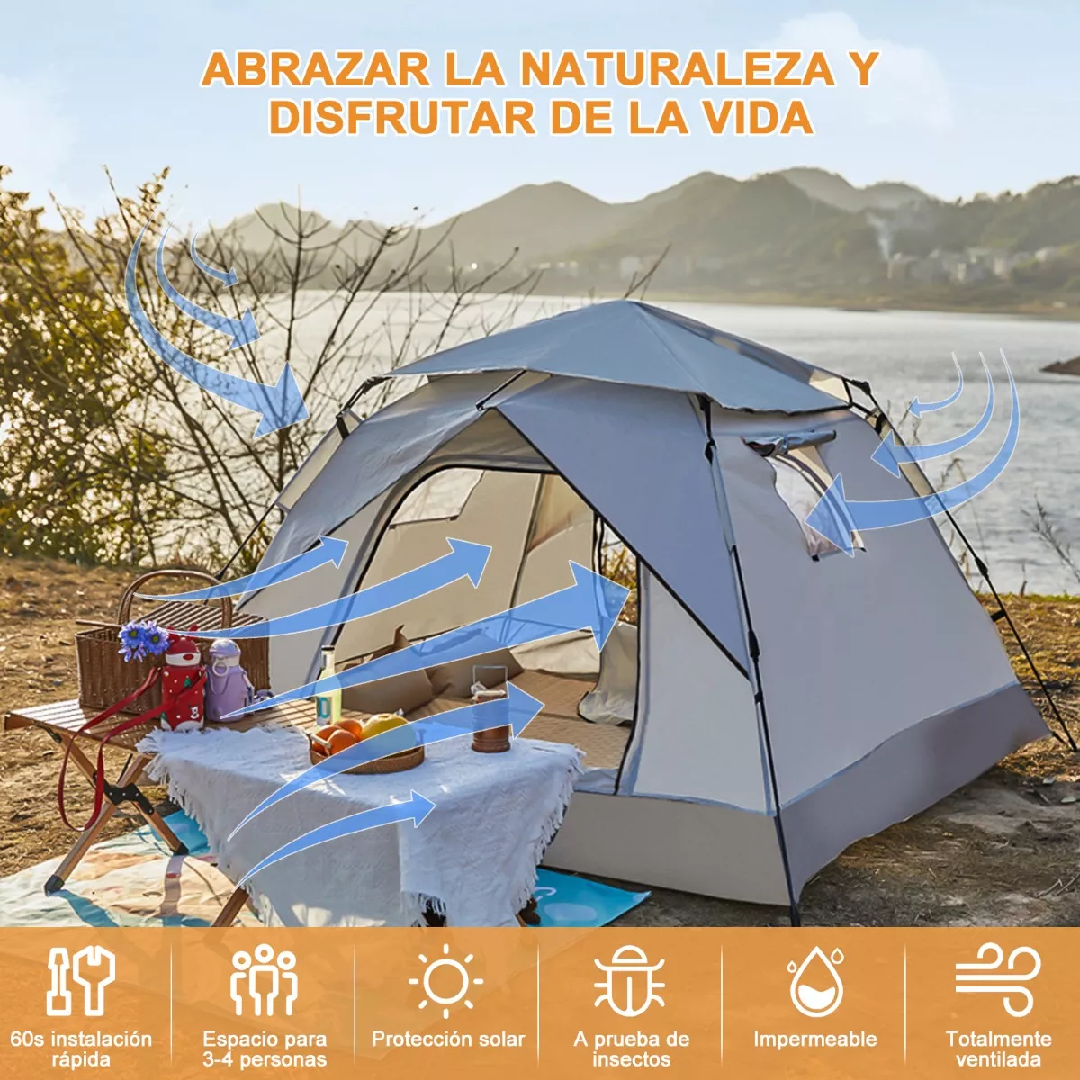 Tienda De Acampar Casa Campaña Camping Grande Impermeable