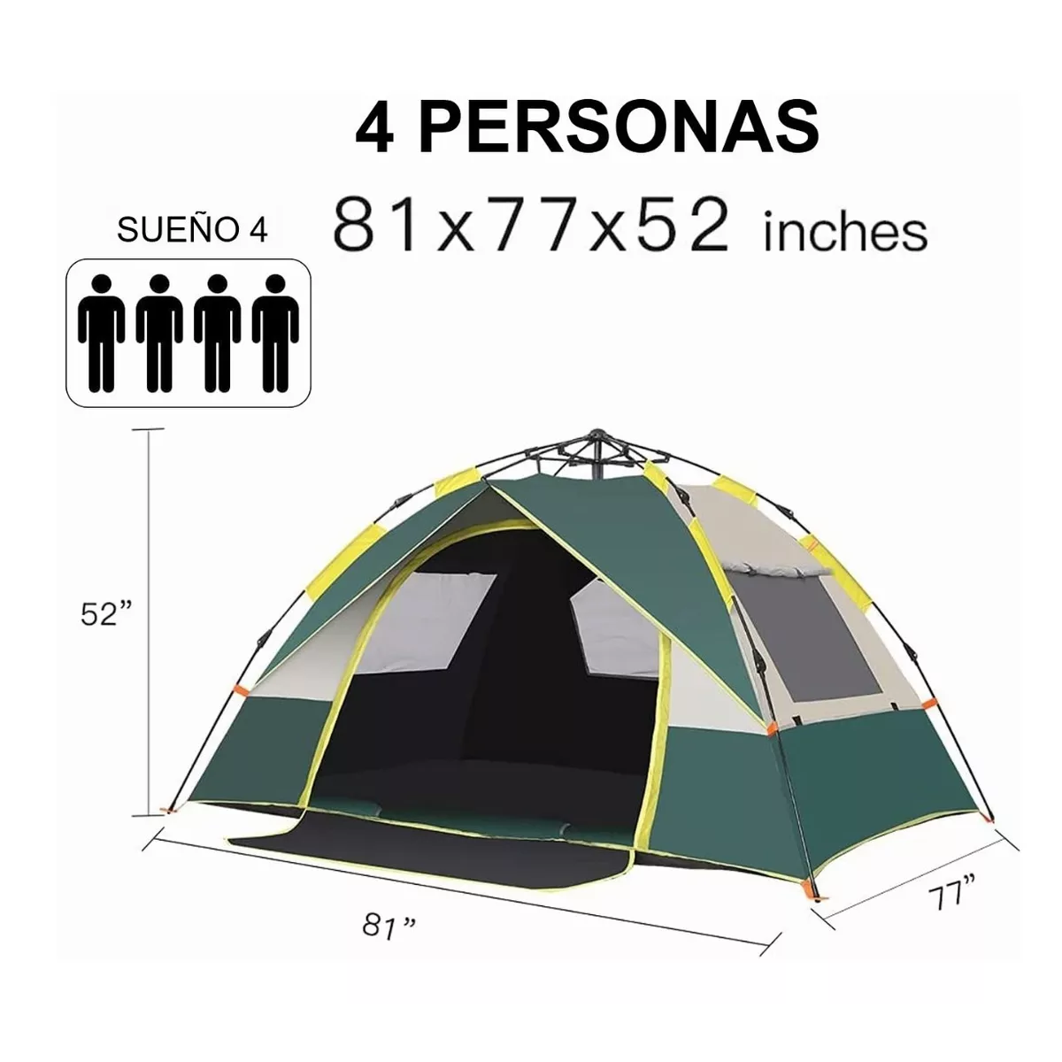 Tienda Casa De Campaña Automático 4 Personas 2.1x2x1.35m