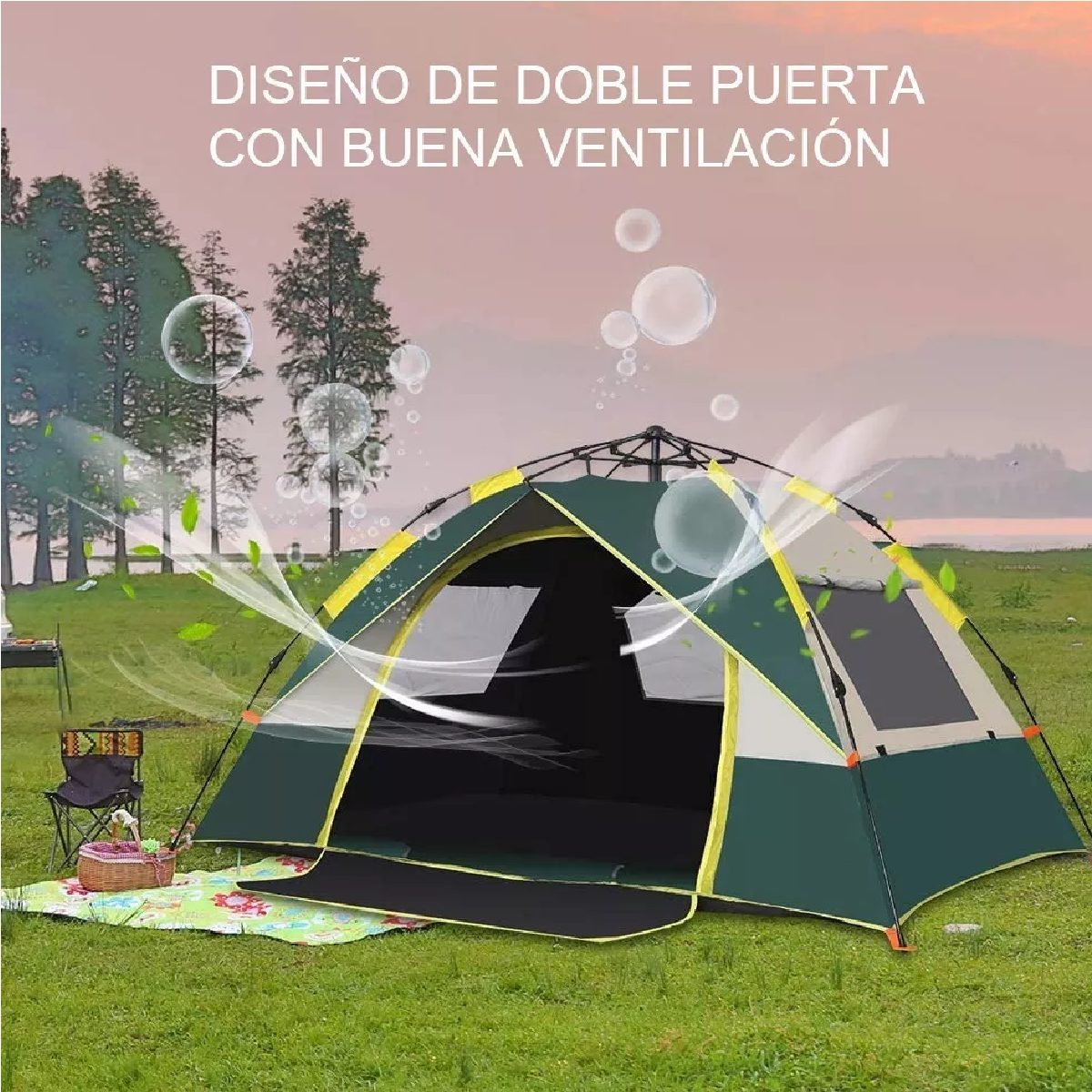 Tienda Casa De Campaña Automático 4 Personas 2.1x2x1.35m