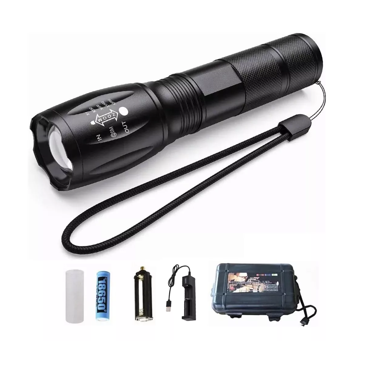 Lampara Táctica 3000 Lumens Cree Led T6 Recargable