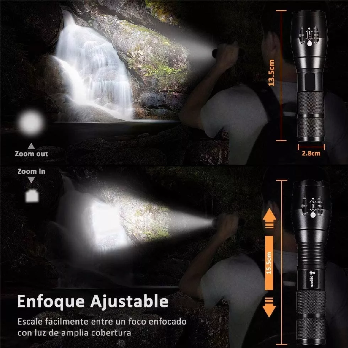 Lampara Táctica 3000 Lumens Cree Led T6 Recargable