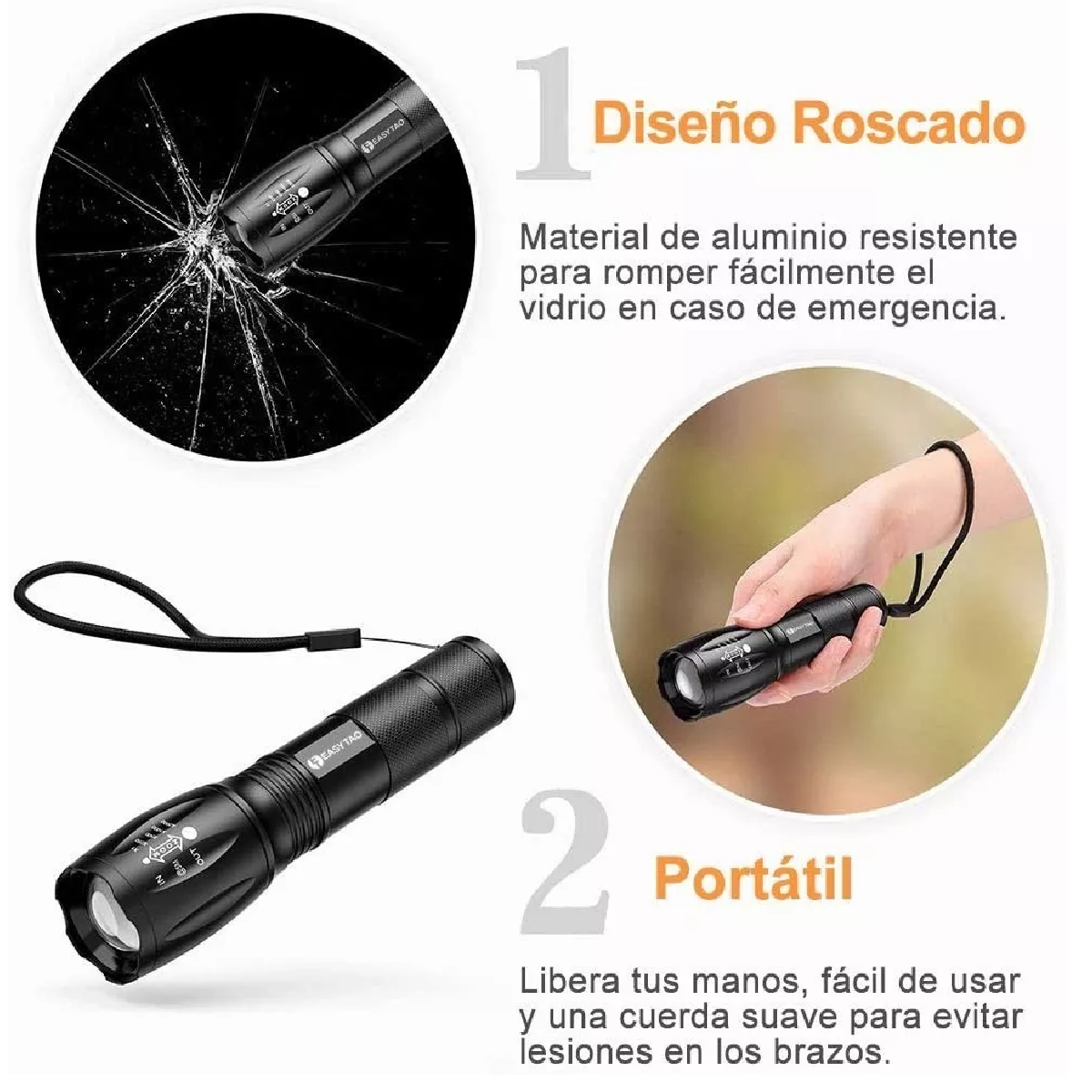 Lampara Táctica 3000 Lumens Cree Led T6 Recargable