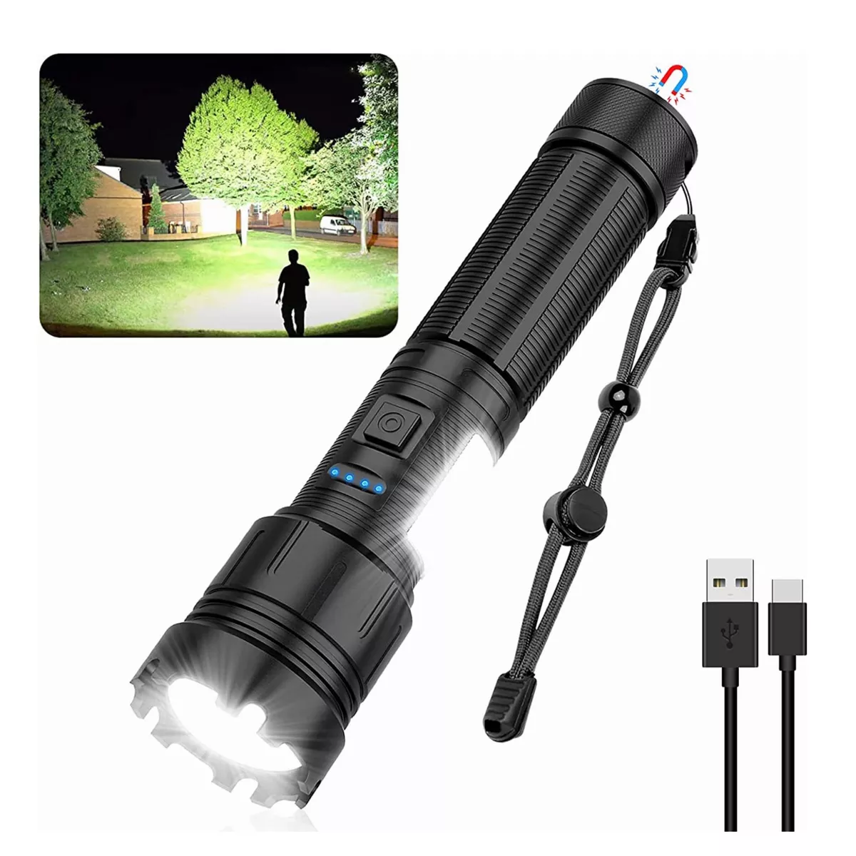 Lámpara Táctica Recargable Usb Led Linterna Ultra Potente