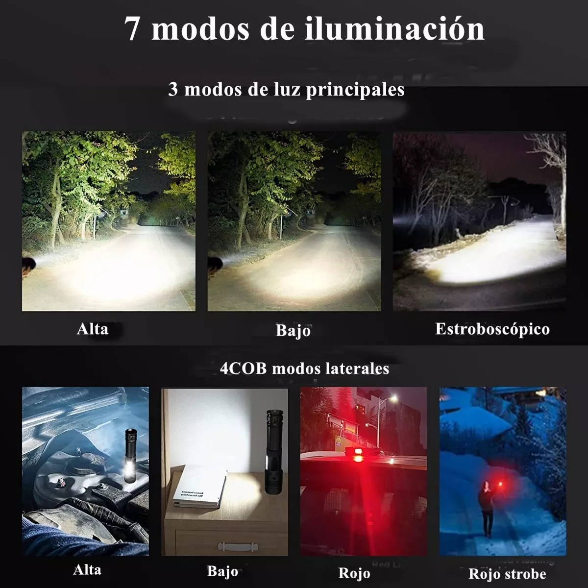 Lámpara Táctica Recargable Usb Led Linterna Ultra Potente