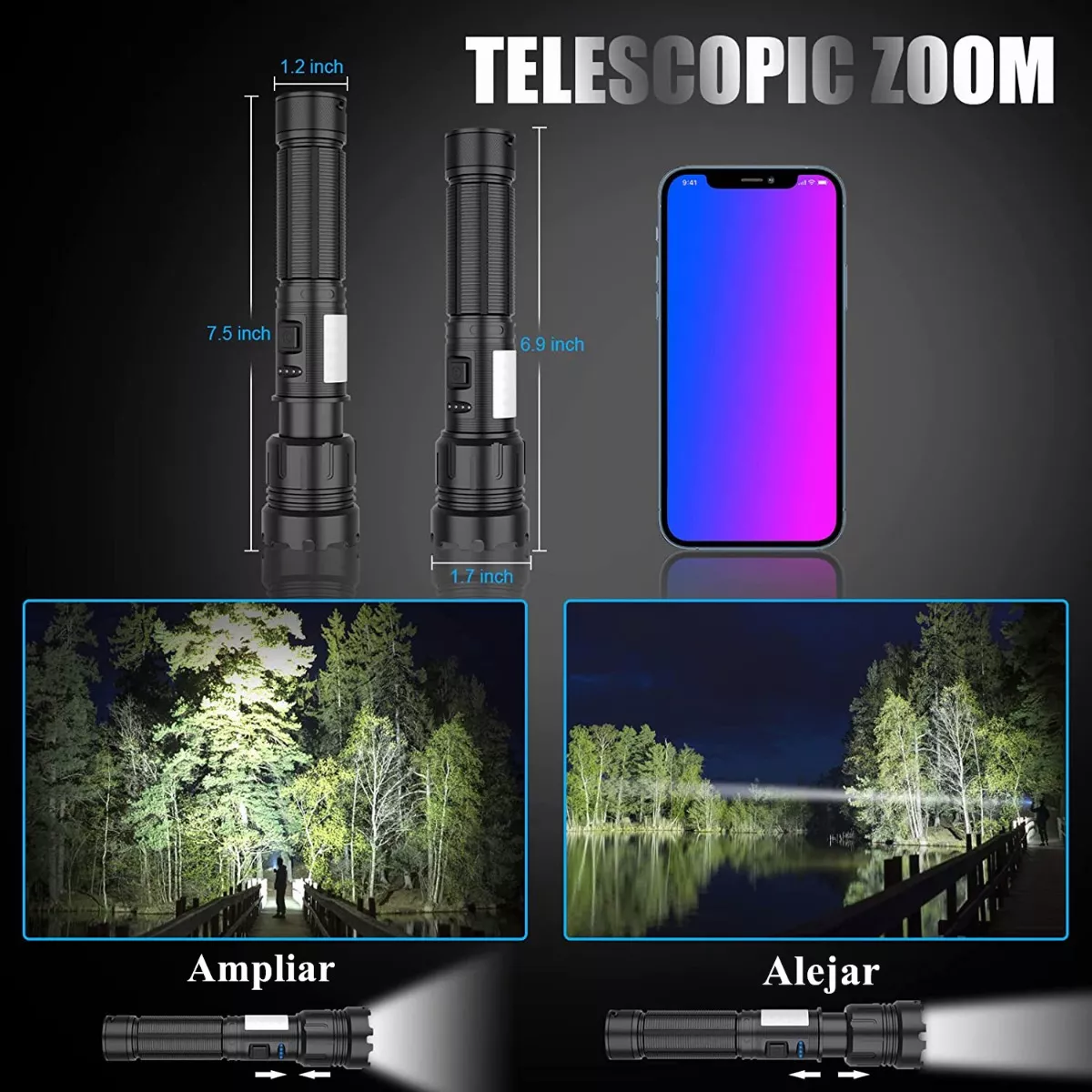 Lámpara Táctica Recargable Usb Led Linterna Ultra Potente