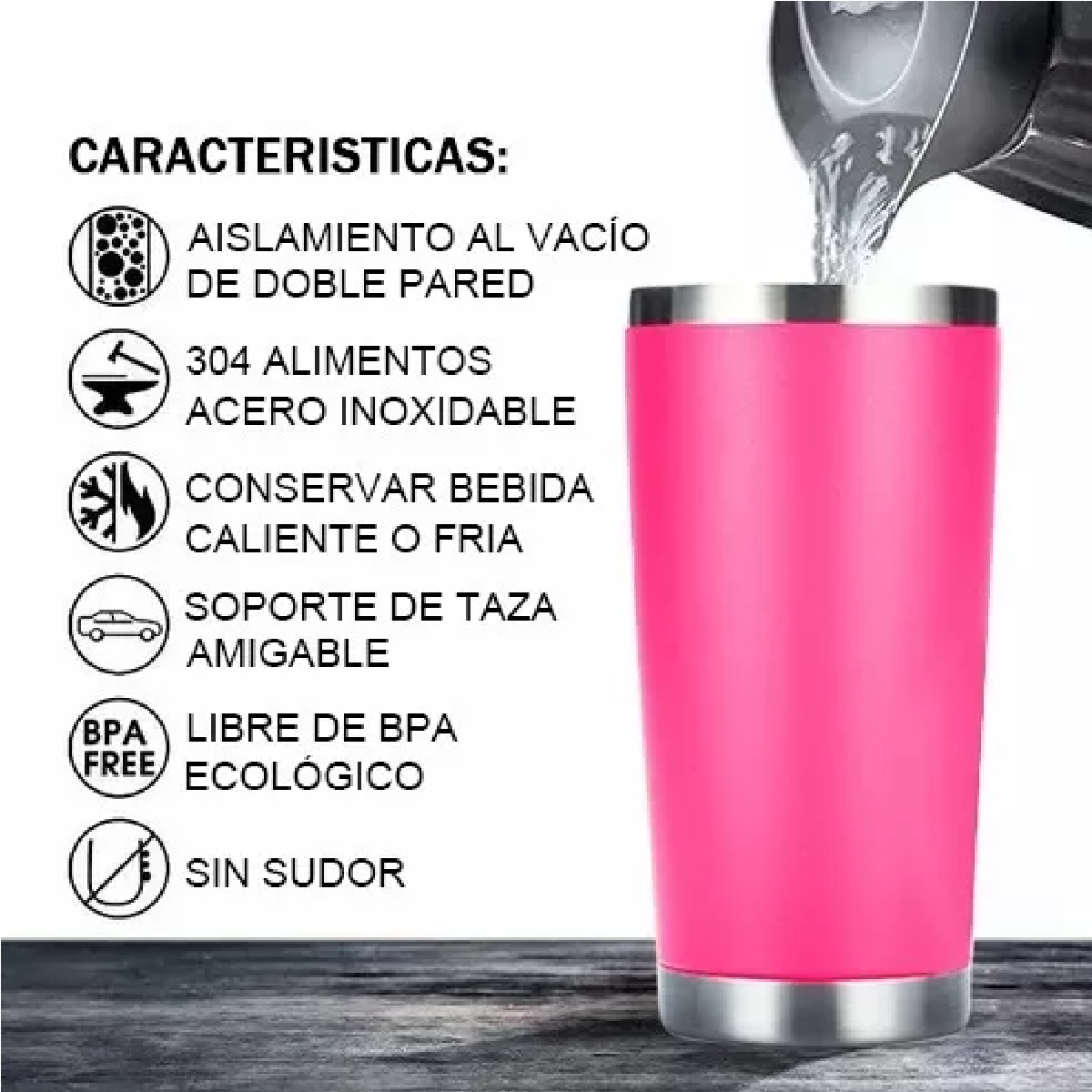 Vaso Térmico Portátil De Acero Inoxidable 20oz Con Calor/frí Barbie Rosa
