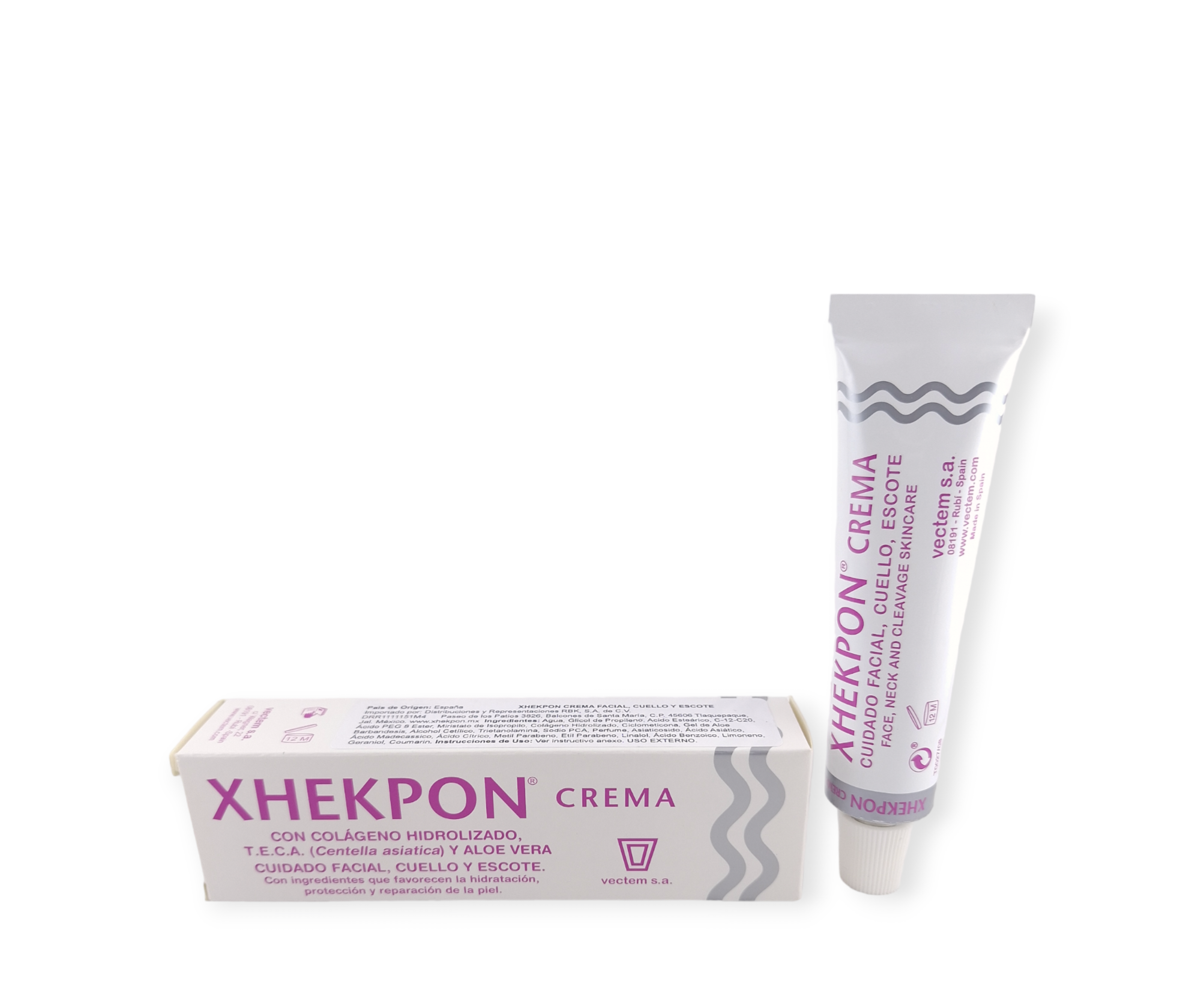 Crema Xhekpon (Cara, Cuello y Escote) Colageno Hidrolizado Centella asiatica y Aloe Vera