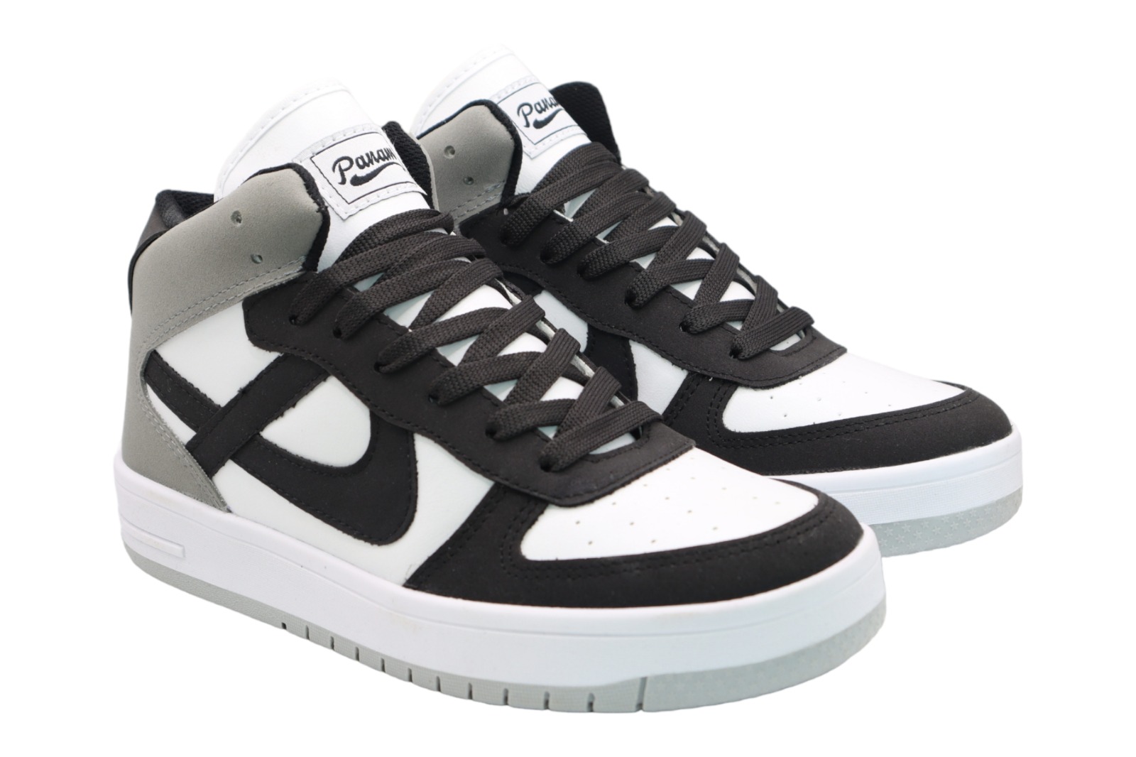 Tenis Panam Bota Meztli Tacto Piel  Gris/Negro.