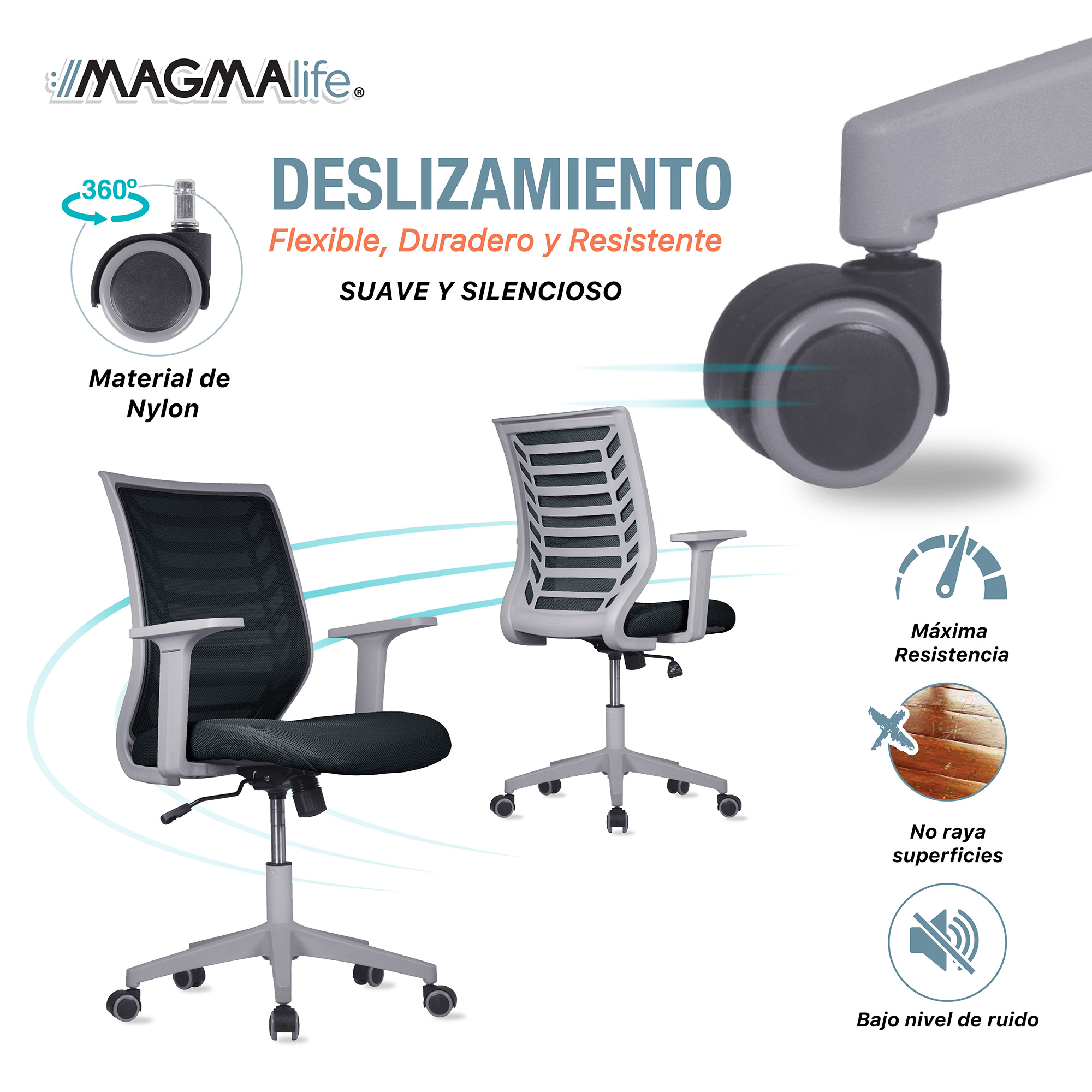 Silla de Escritorio Premium Modelo Estelar Magma Life (Gris)