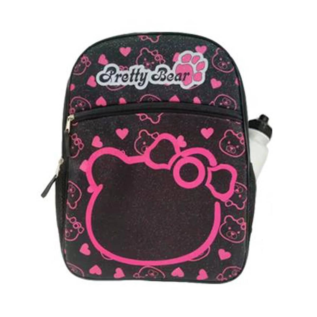 Mochila escolar backpack para niña negra con rosa, marca Pretty Bear, mod. 1088192