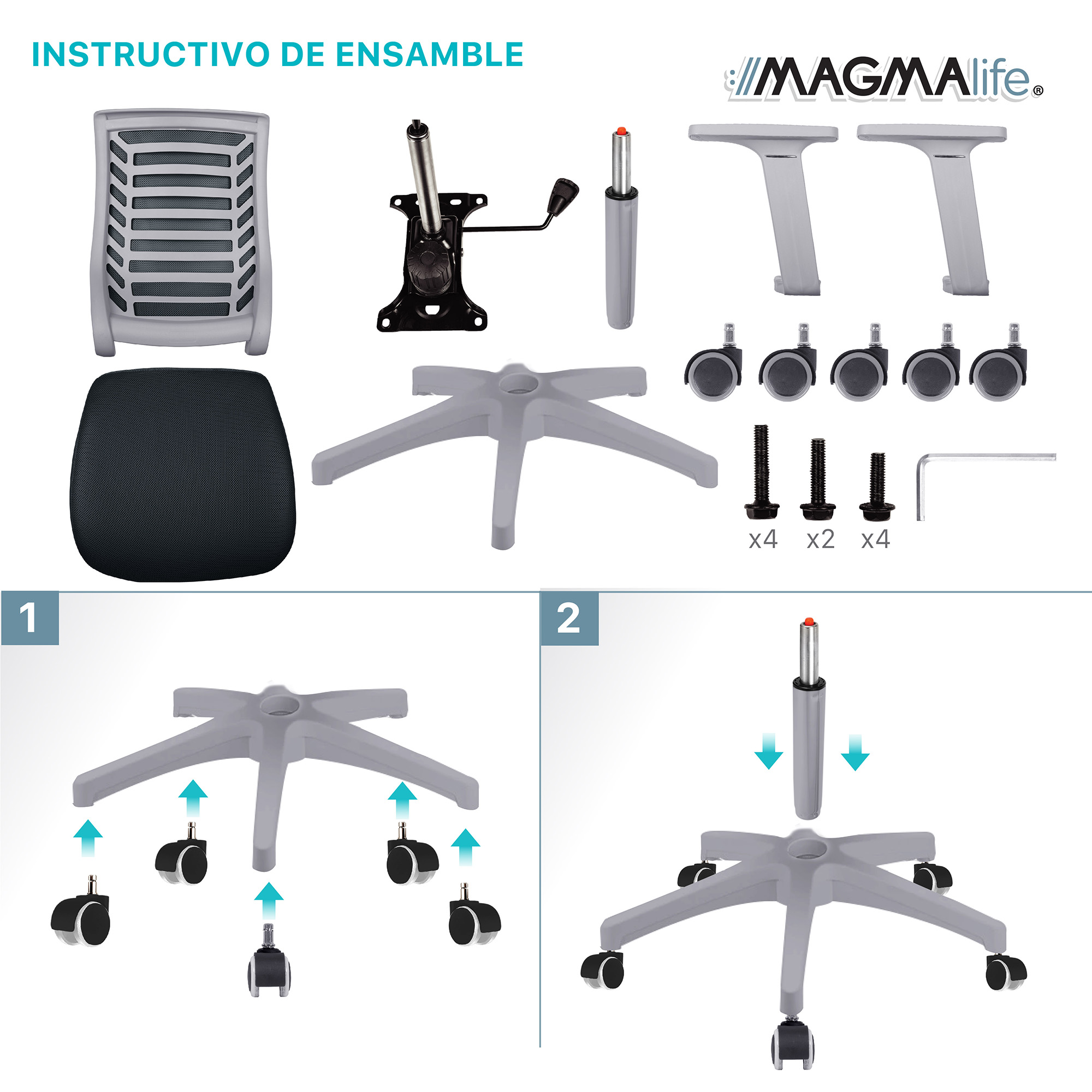 Silla de Escritorio Premium Modelo Estelar Magma Life (Gris)