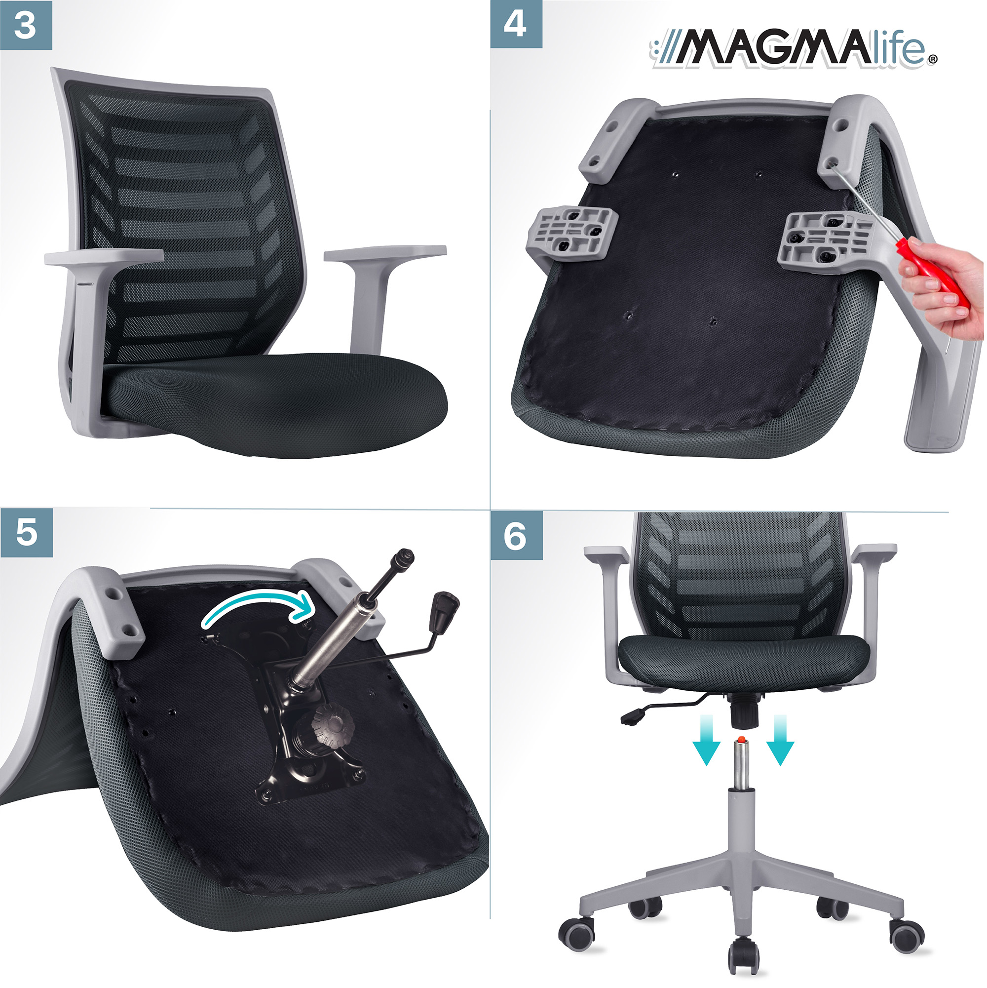 Silla de Escritorio Premium Modelo Estelar Magma Life (Gris)