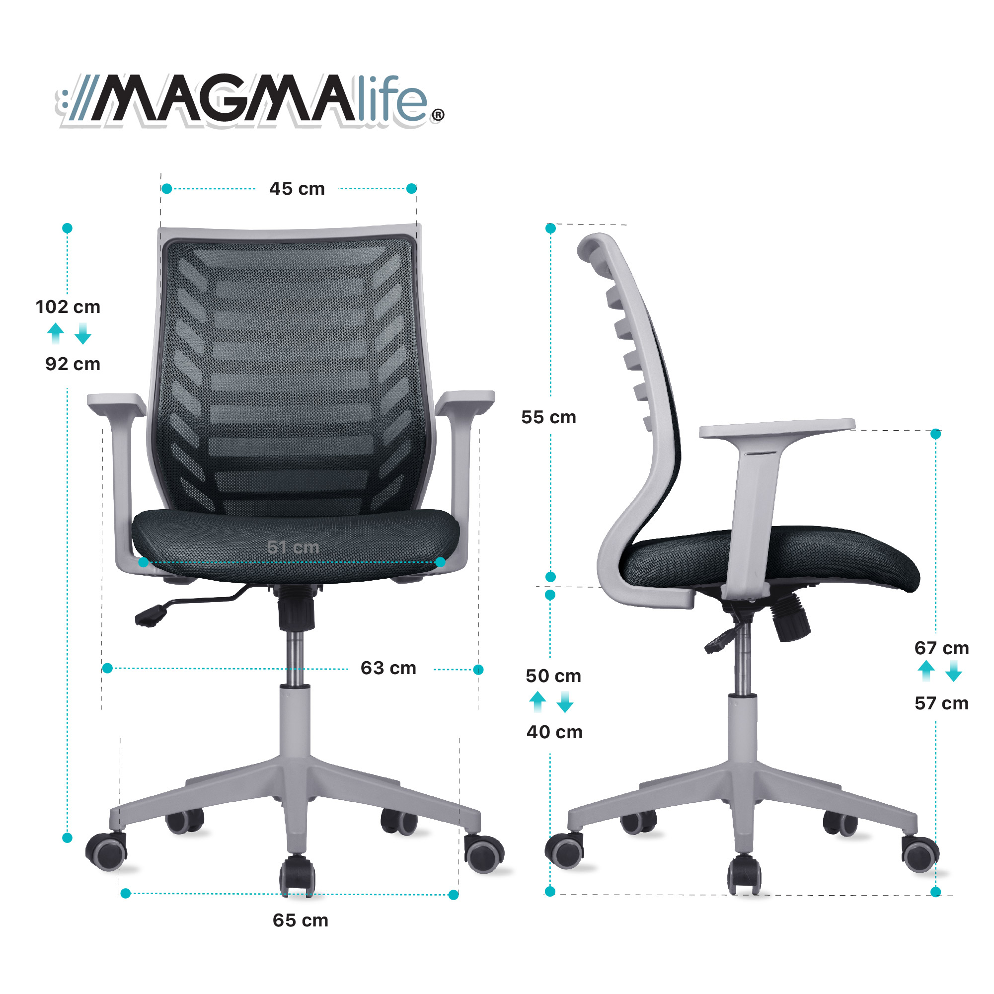 Silla de Escritorio Premium Modelo Estelar Magma Life (Gris)