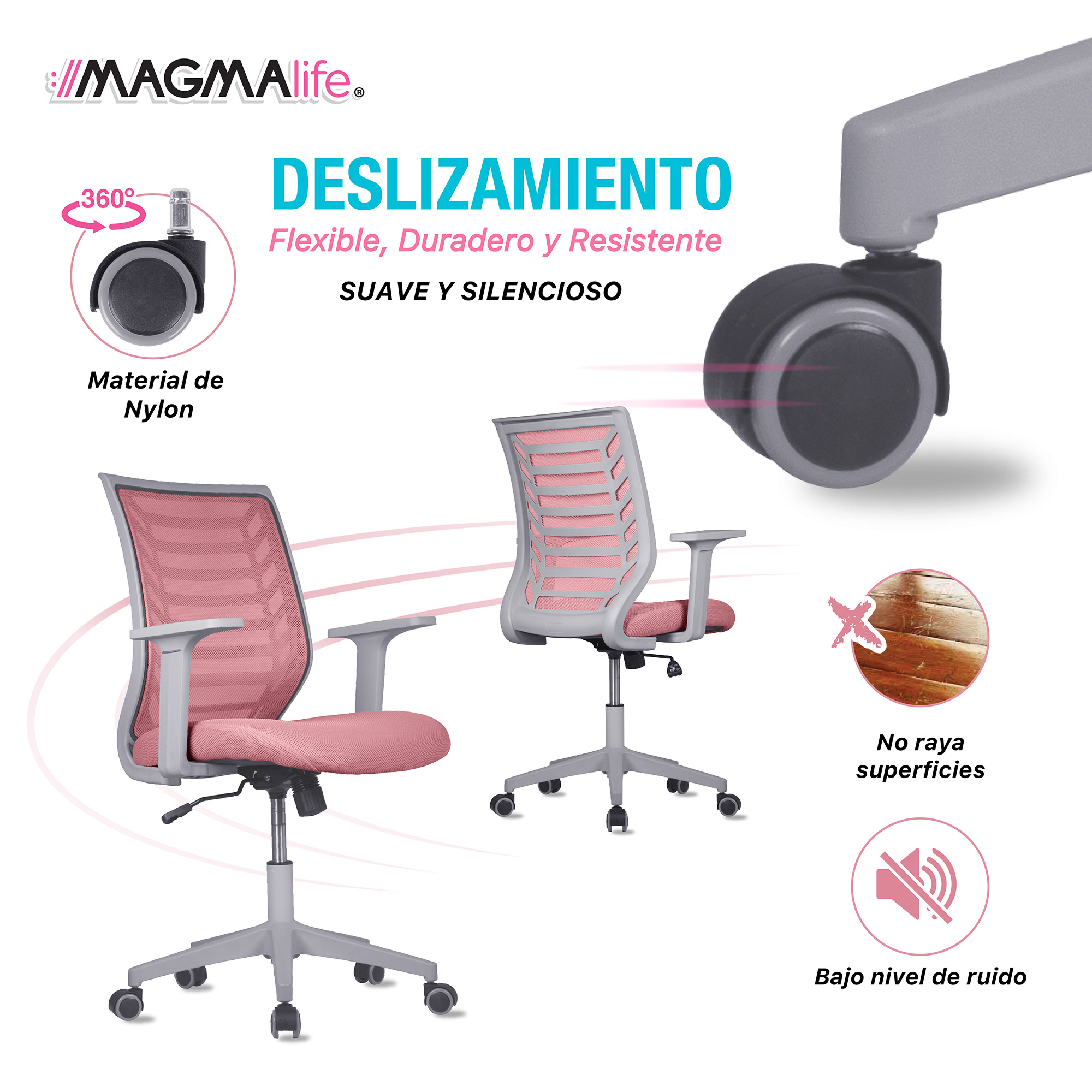 Silla de Escritorio Premium Modelo Estelar Magma Life (Rosa Pálido)