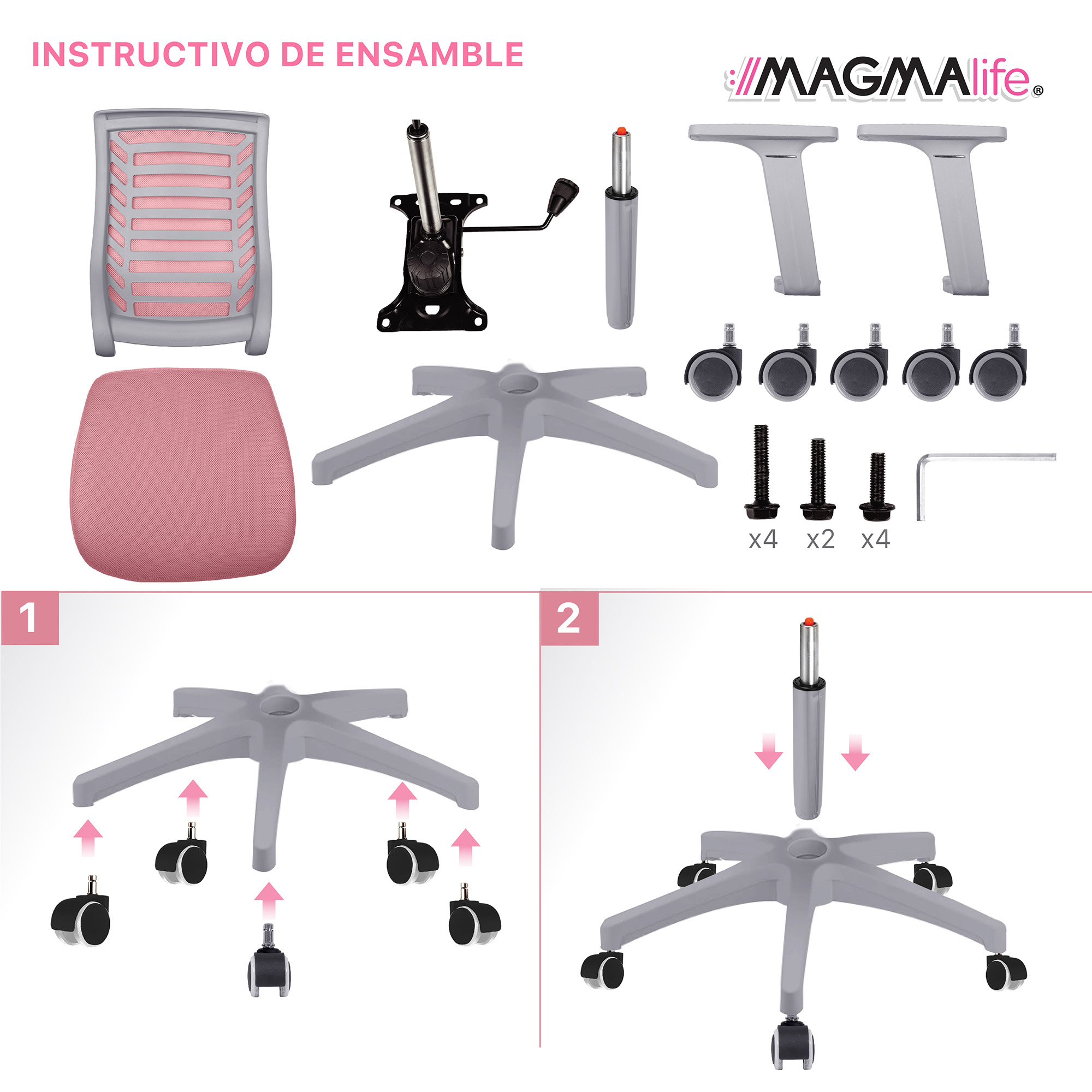 Silla de Escritorio Premium Modelo Estelar Magma Life (Rosa Pálido)