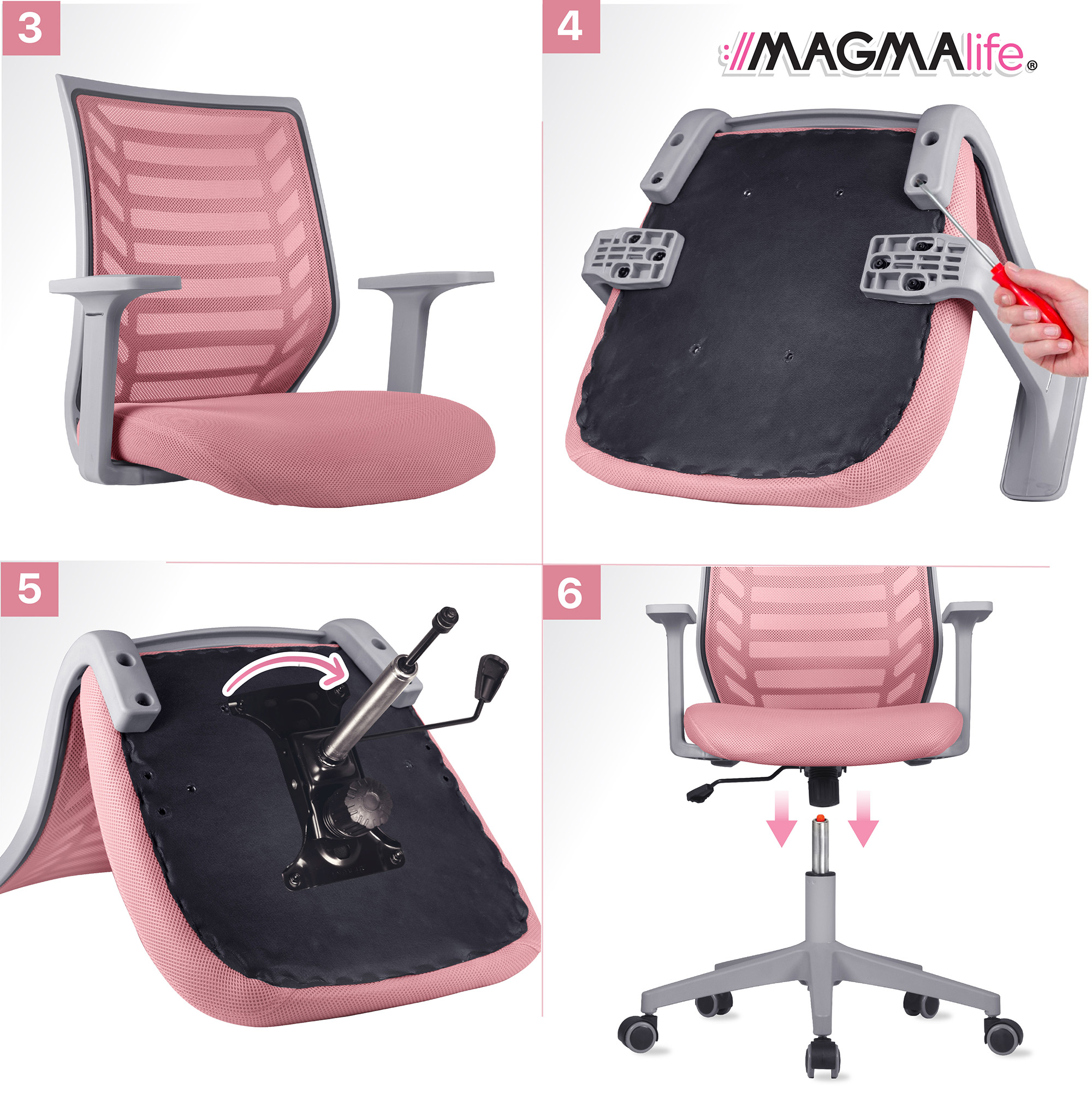 Silla de Escritorio Premium Modelo Estelar Magma Life (Rosa Pálido)
