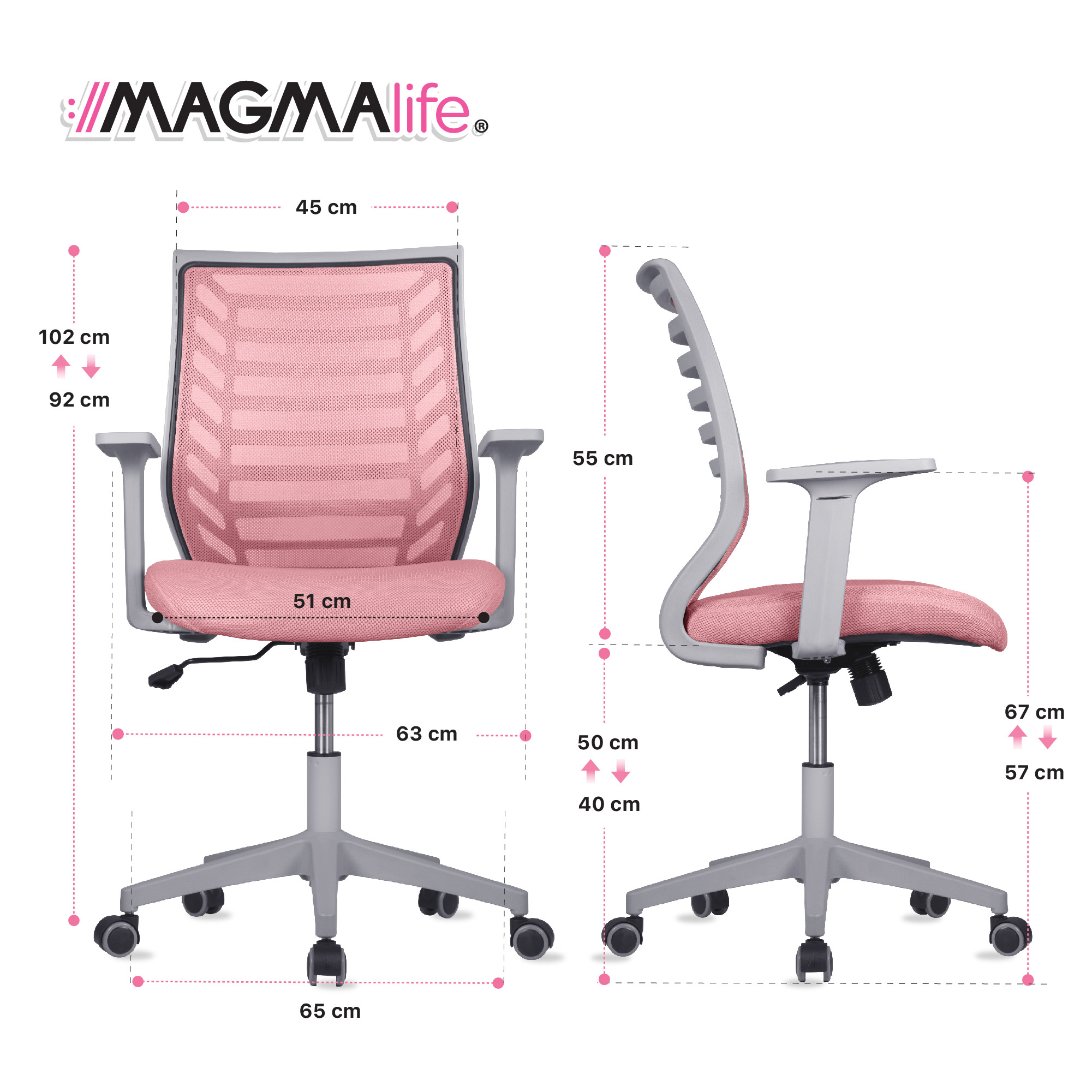 Silla de Escritorio Premium Modelo Estelar Magma Life (Rosa Pálido)