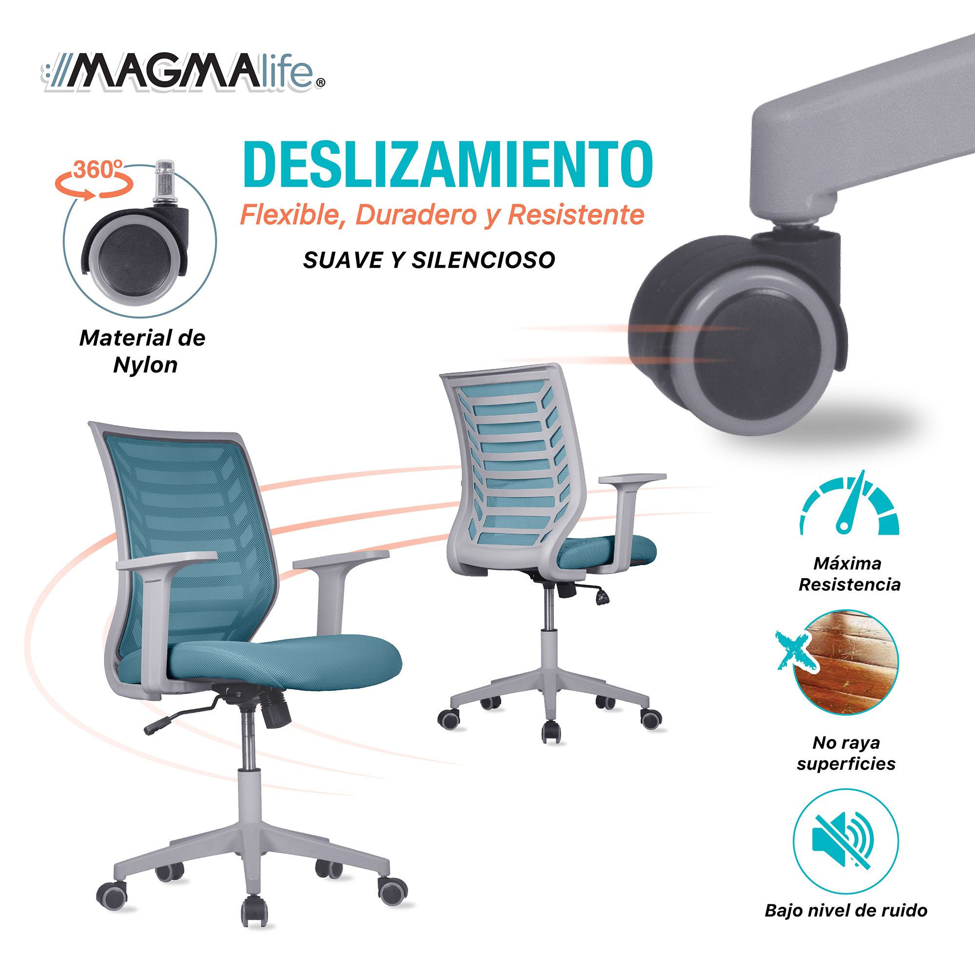 Silla de Escritorio Premium Modelo Estelar Magma Life (Azul Cerúleo)
