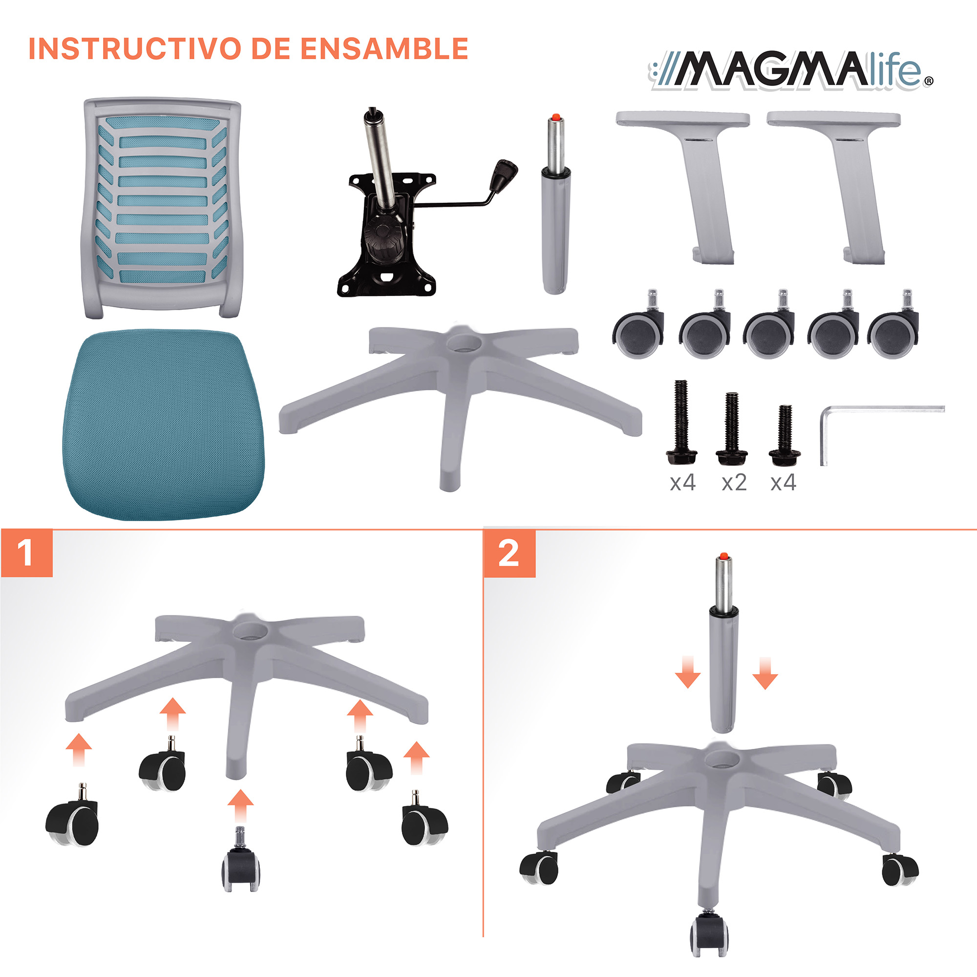 Silla de Escritorio Premium Modelo Estelar Magma Life (Azul Cerúleo)