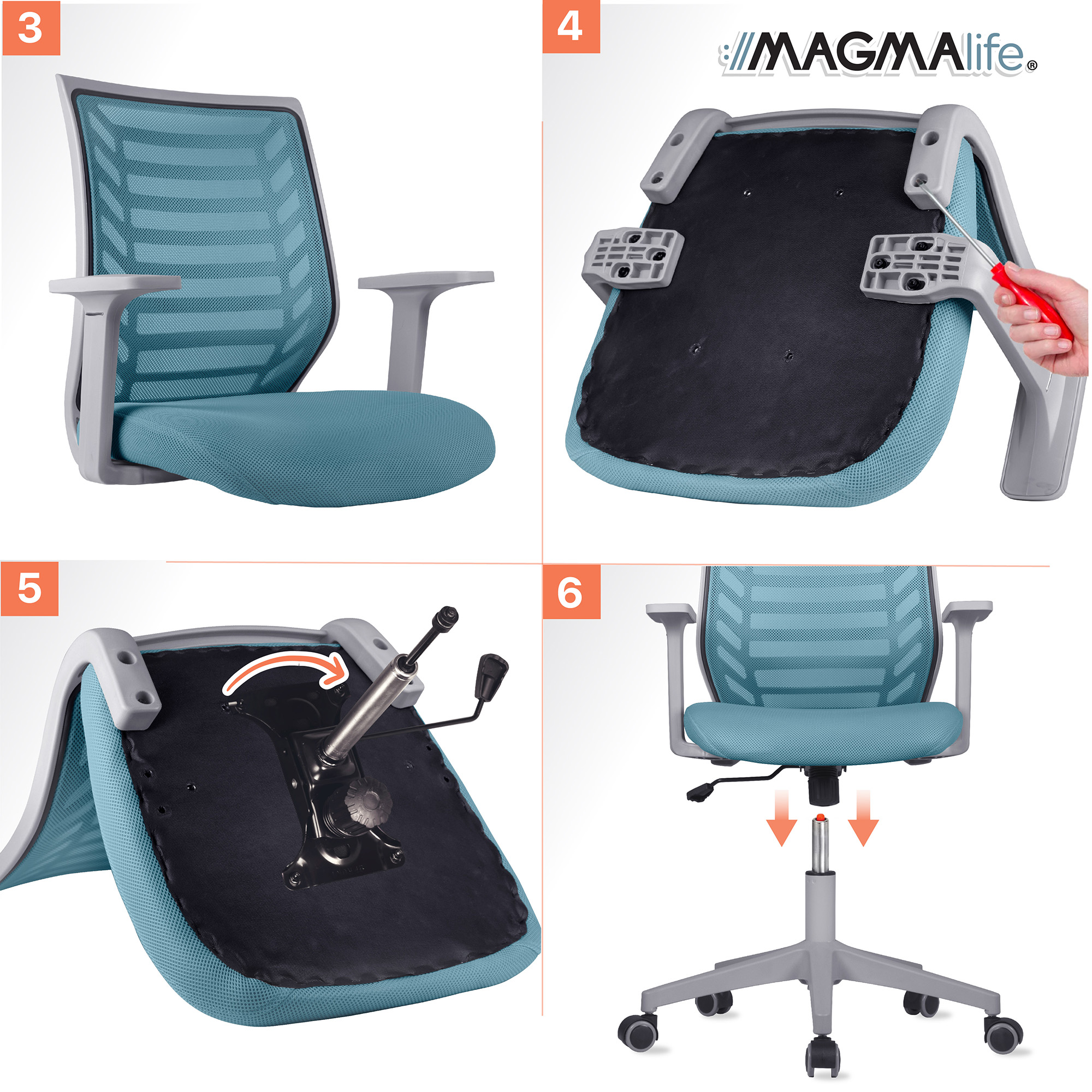 Silla de Escritorio Premium Modelo Estelar Magma Life (Azul Cerúleo)