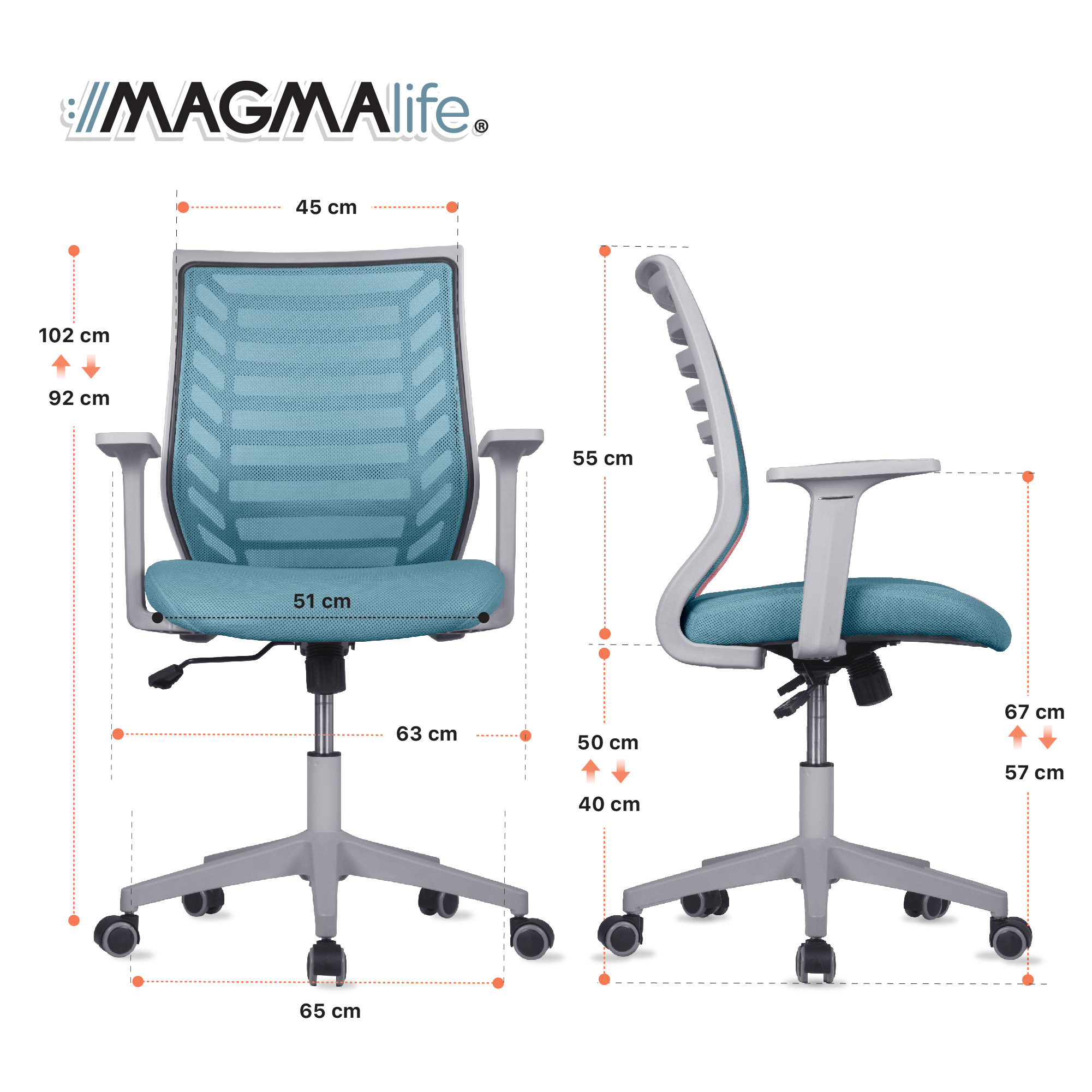 Silla de Escritorio Premium Modelo Estelar Magma Life (Azul Cerúleo)