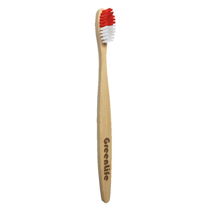 Cepillo Dental de Cerda Media MXDSC-009-1 Cepillo Dental Ecológico Cerda Regular Mango de Bambú Doble Color Rojo Blanco, ,Sport Collection