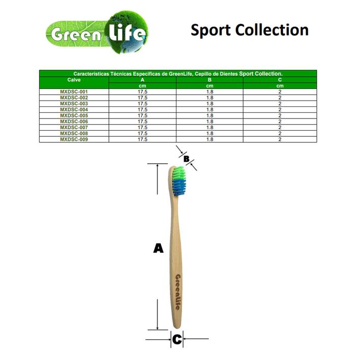 Cepillo Dental de Cerda Media MXDSC-009-1 Cepillo Dental Ecológico Cerda Regular Mango de Bambú Doble Color Rojo Blanco, ,Sport Collection