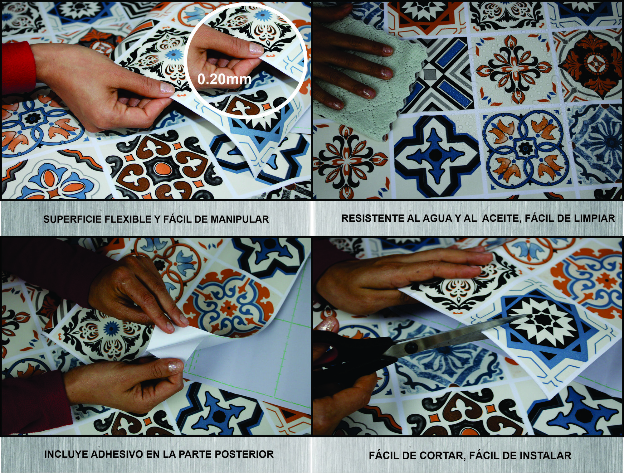 Tapiz Piso Adherible Talavera Oscura 10m X 60cm Pv20 6m2