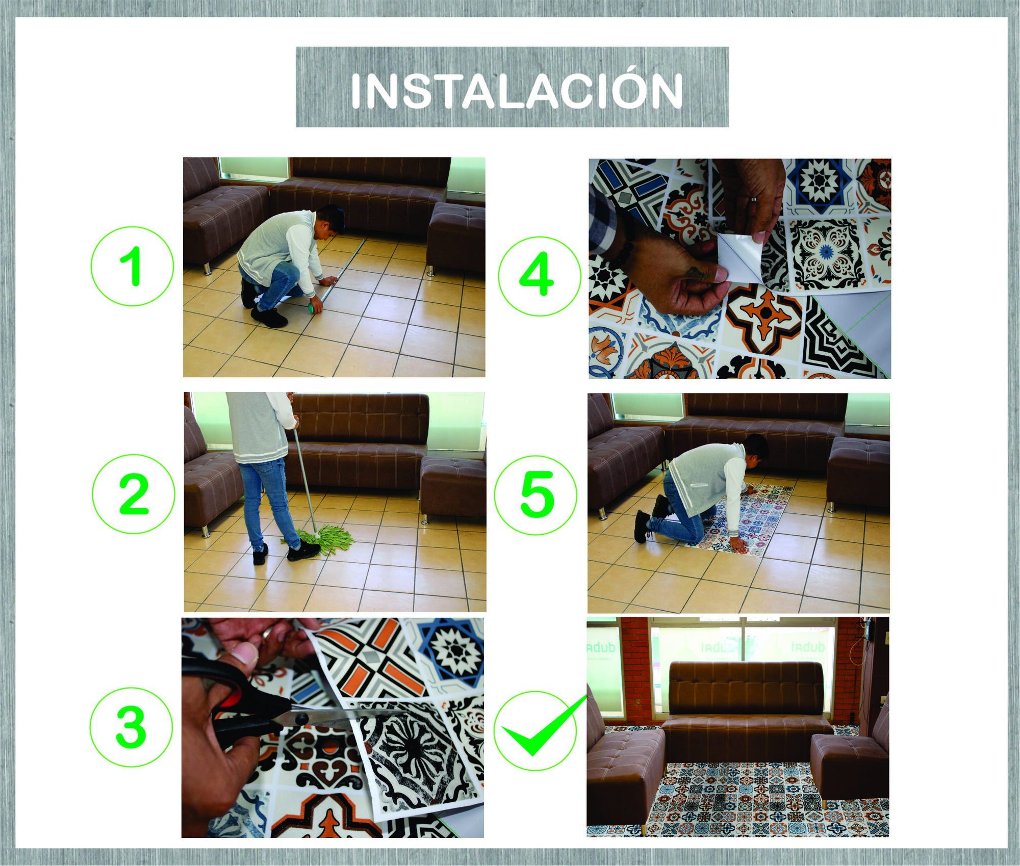 Tapiz Piso Adherible Talavera Oscura 10m X 60cm Pv20 6m2