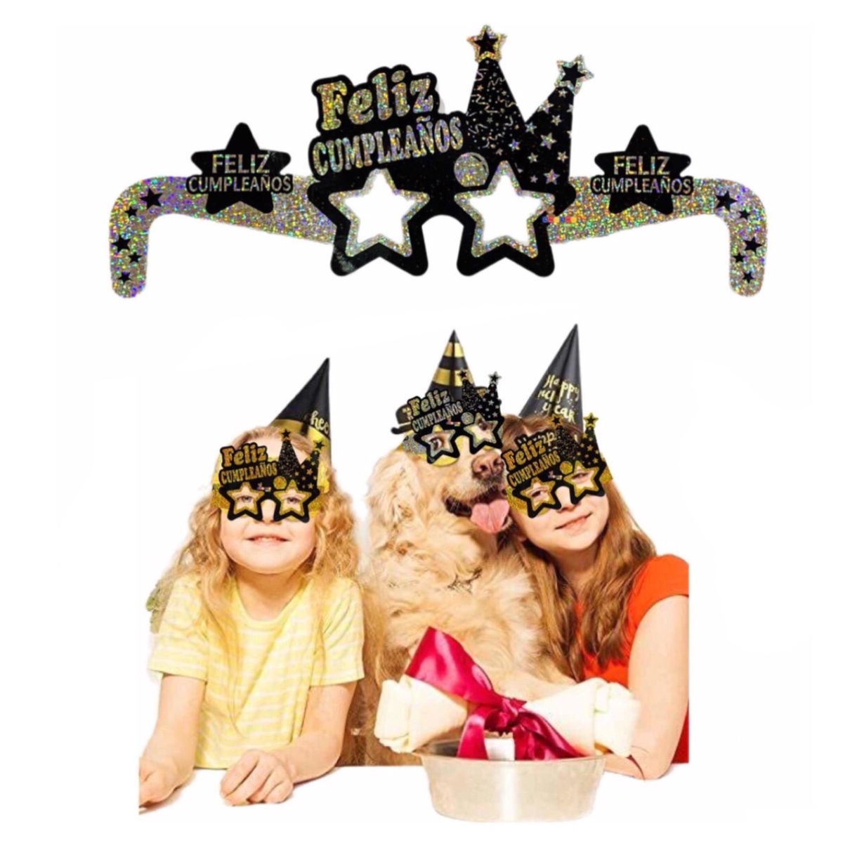 12 Gafas Lentes De Cartón Feliz Cumpleaños Fiesta