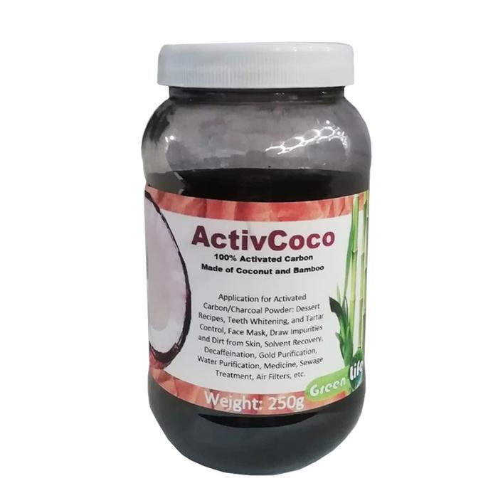 Carbón Vegetal Orgánico a Mayoreo MXOBC-002-6 250g Carbón Activado Envase con Tapa, ActivCoco