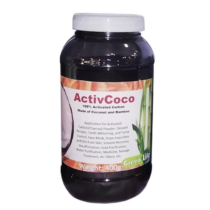 Polvo Extra Fino de Carbón Vegetal MXOBC-003-2 400g Carbón Activado Envase con Tapa, ActivCoco