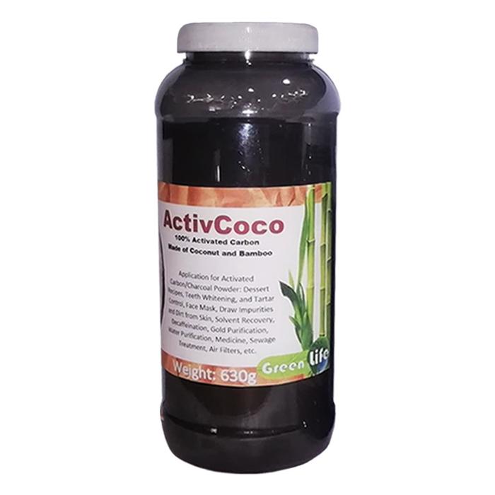 Carbón Activado en Polvo Extra Fino MXOBC-004-5 630g Carbón Activado Envase con Tapa, ActivCoco