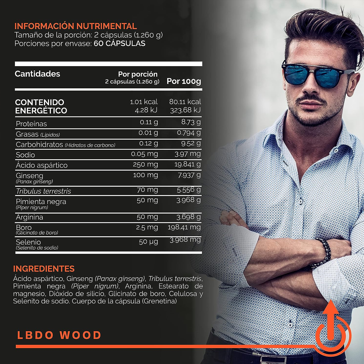 Suplemento Alimenticio - Testosterona Hombre Mens Testo Rocket Vigor Lbdo 120 Caps