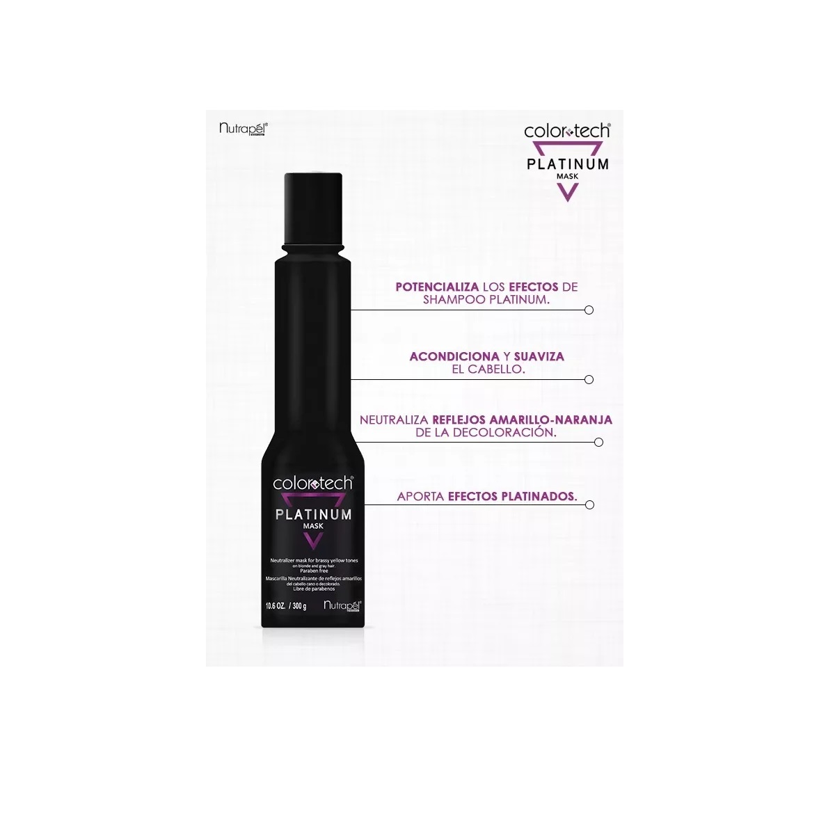 Kit De Shampoo y Mask Platinum Colortech Nutrapel 300g c/u
