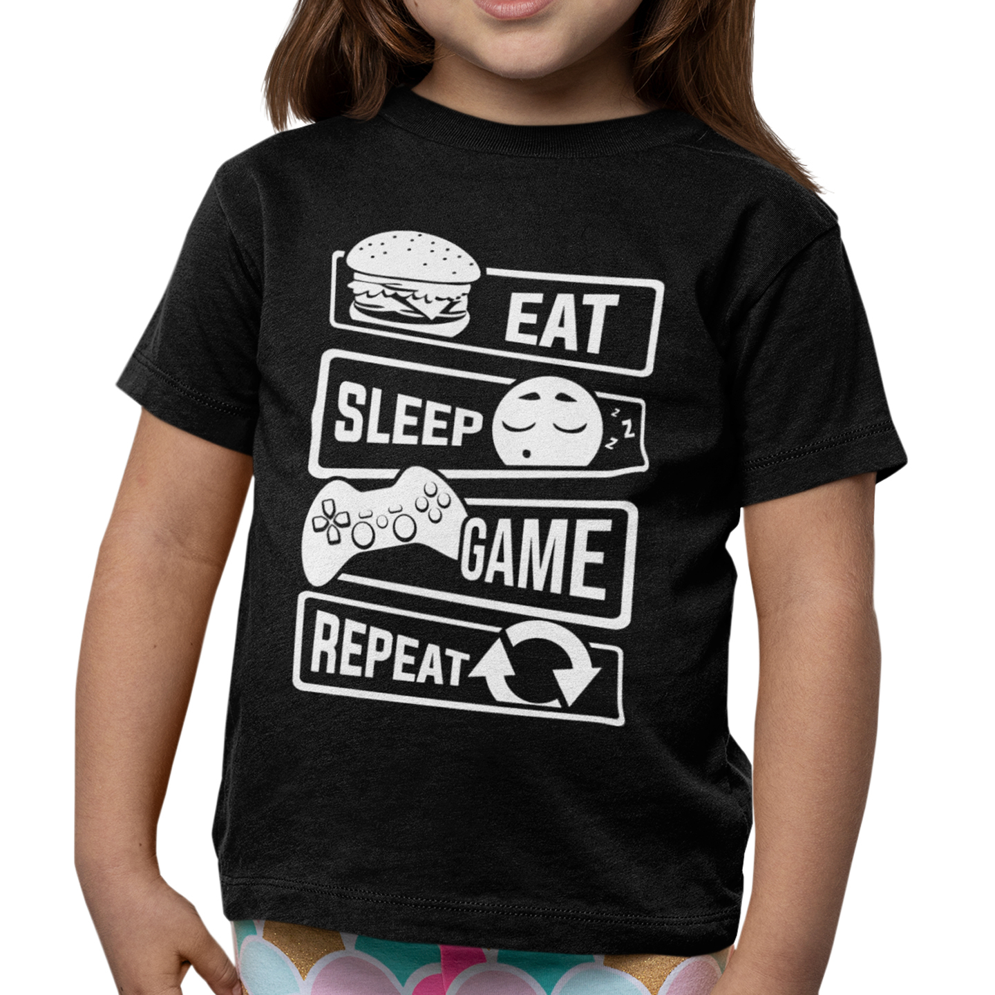 Playera Caballero, Dama Y Niño Gamer Eat Sleep Game Repeeat