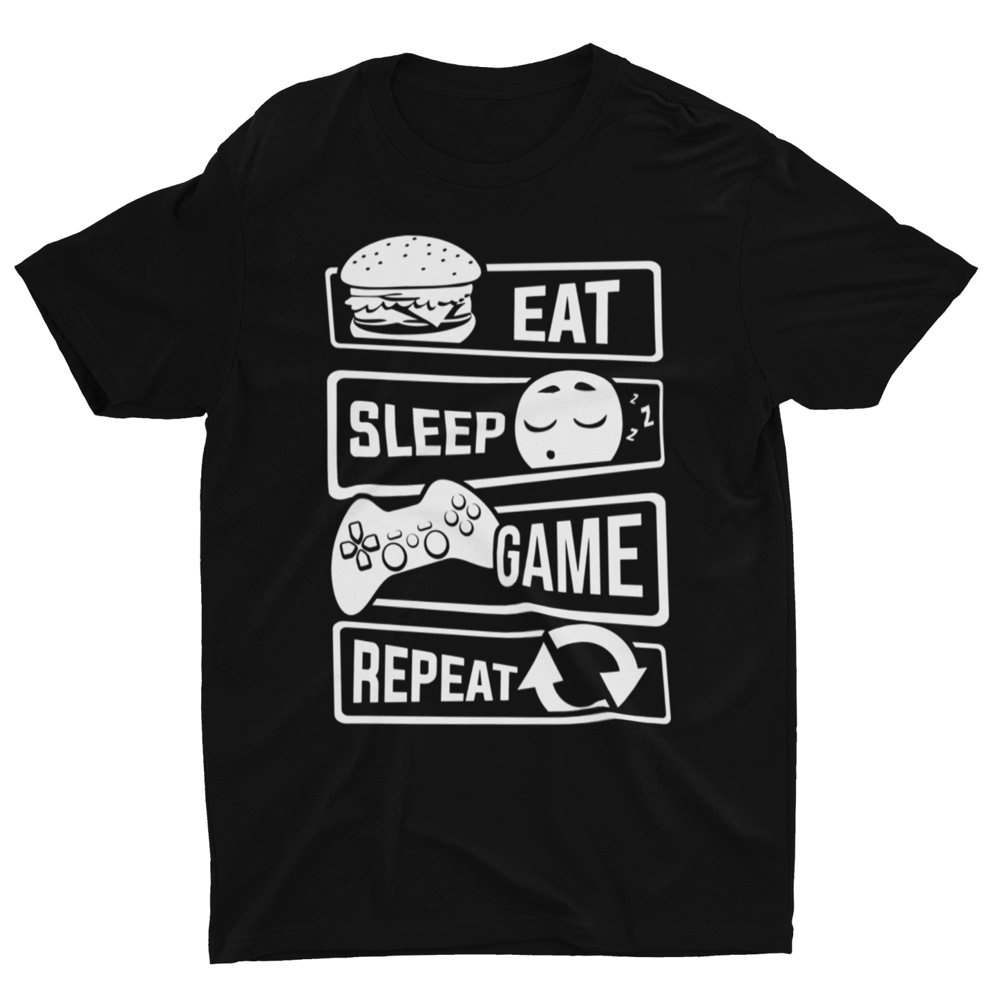 Playera Caballero, Dama Y Niño Gamer Eat Sleep Game Repeeat