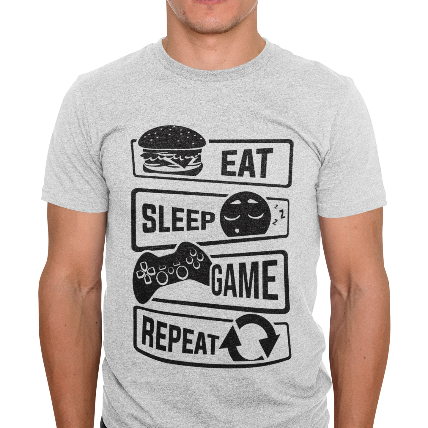 Playera Caballero, Dama Y Niño Gamer Eat Sleep Game Repeeat