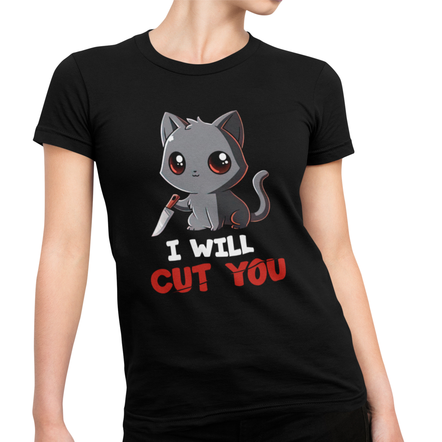 Playera Caballero y Dama Meme Gatitos I Will Cut You Gato Cat