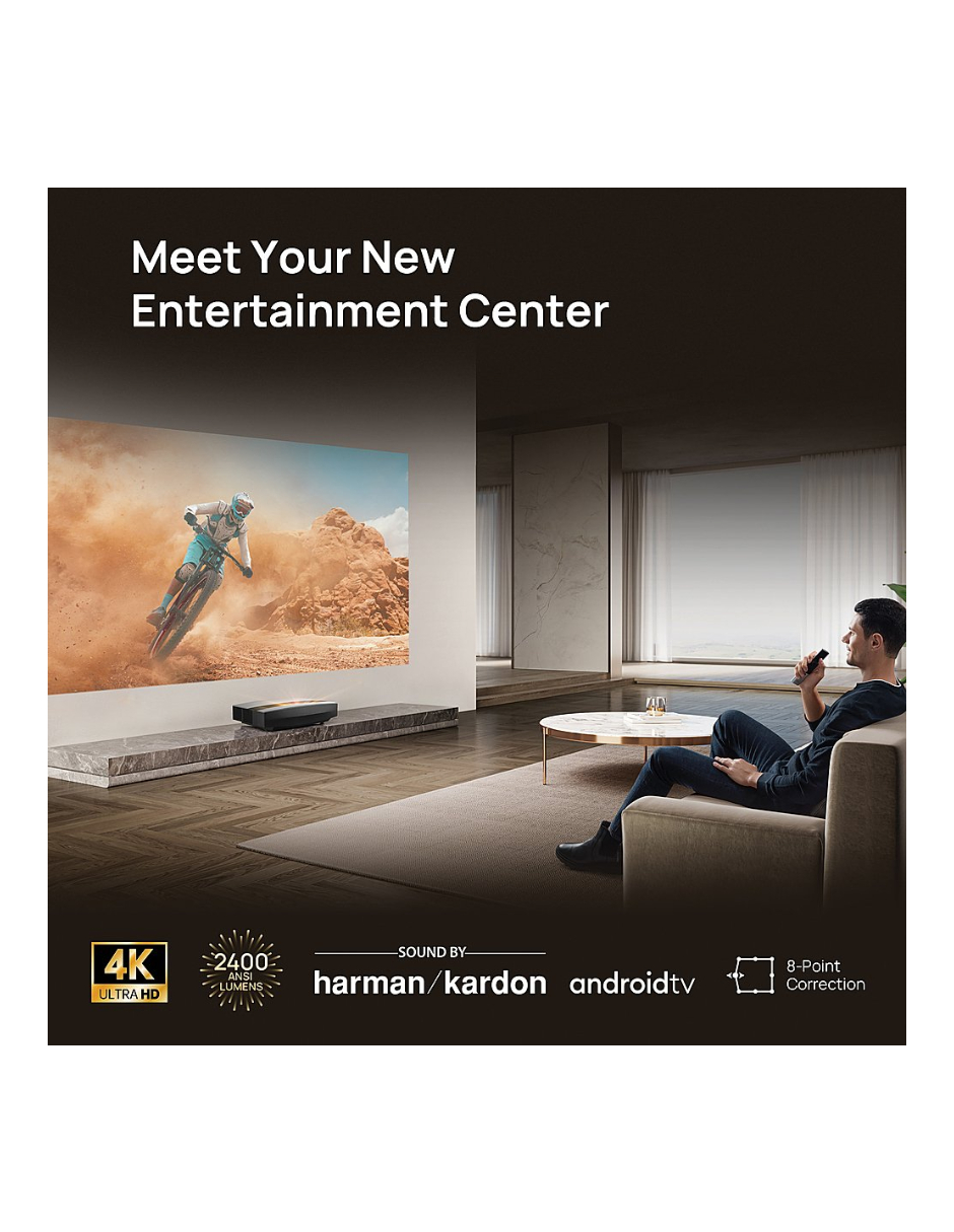 XGIMI - AURA Wi-Fi 4K UHD Home Video Laser UST Proyector con control remoto - Negro