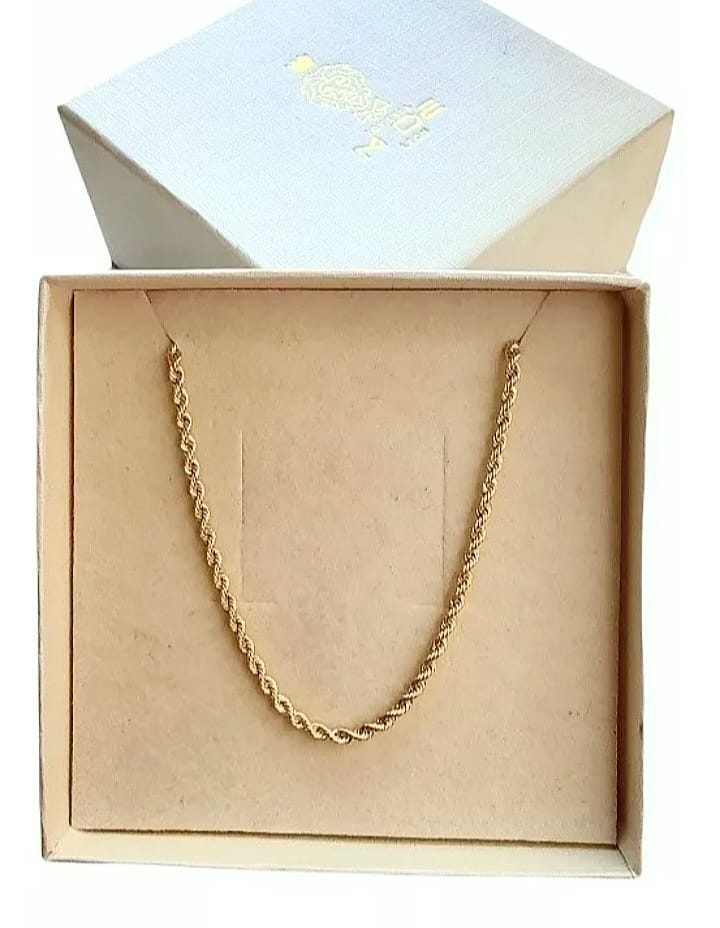 Cadena Estilo Torzal 45 cm X 2 mm Oro 10 Kilates + Obsequio