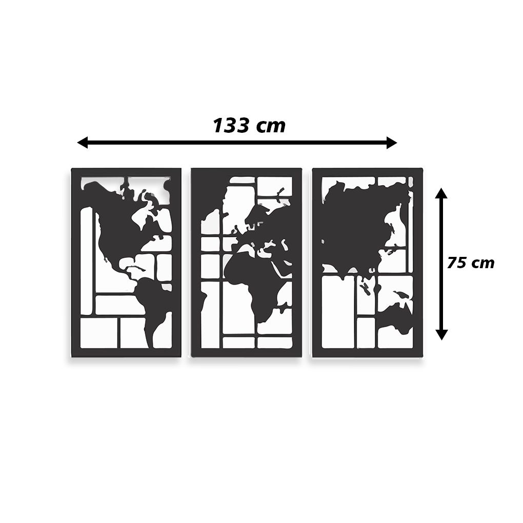 Cuadro Minimalista MDF Moderno Mapa Mundi 6mm