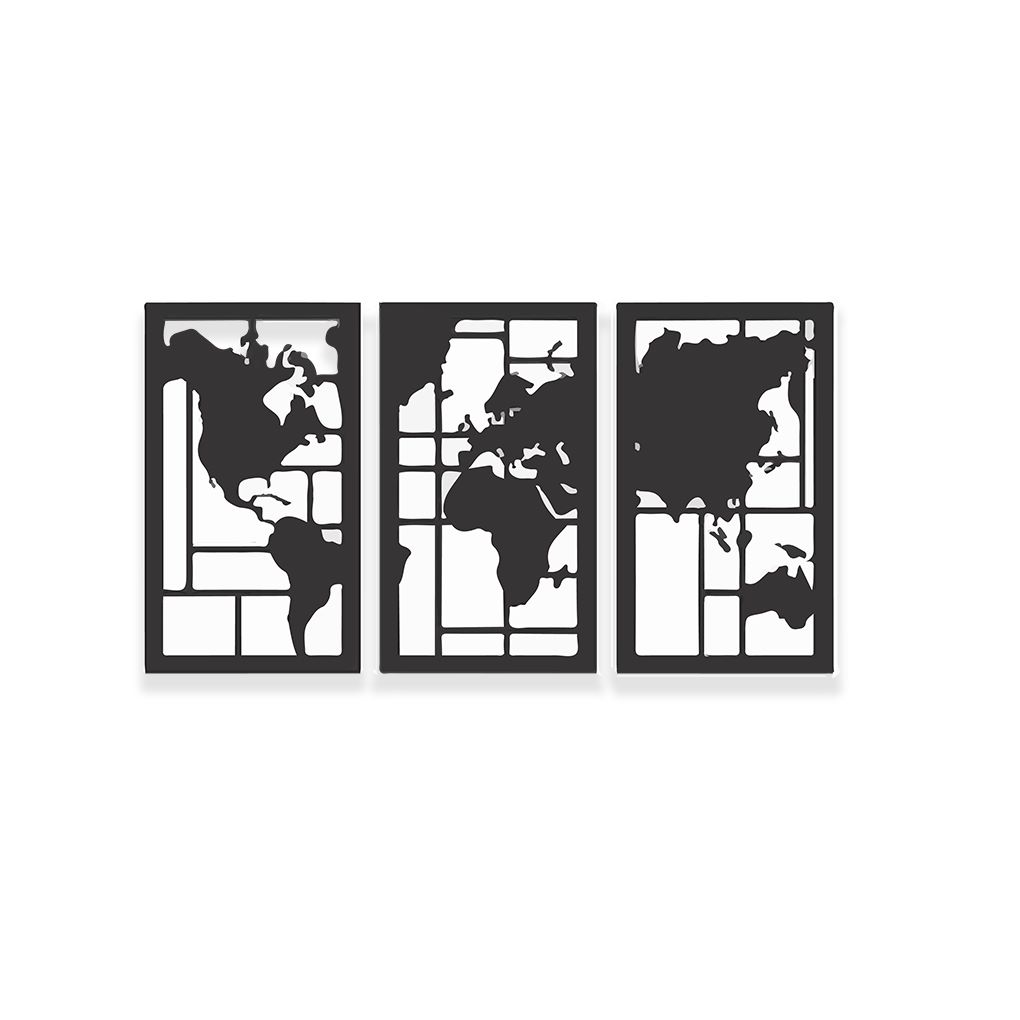 Cuadro Minimalista MDF Moderno Mapa Mundi 6mm