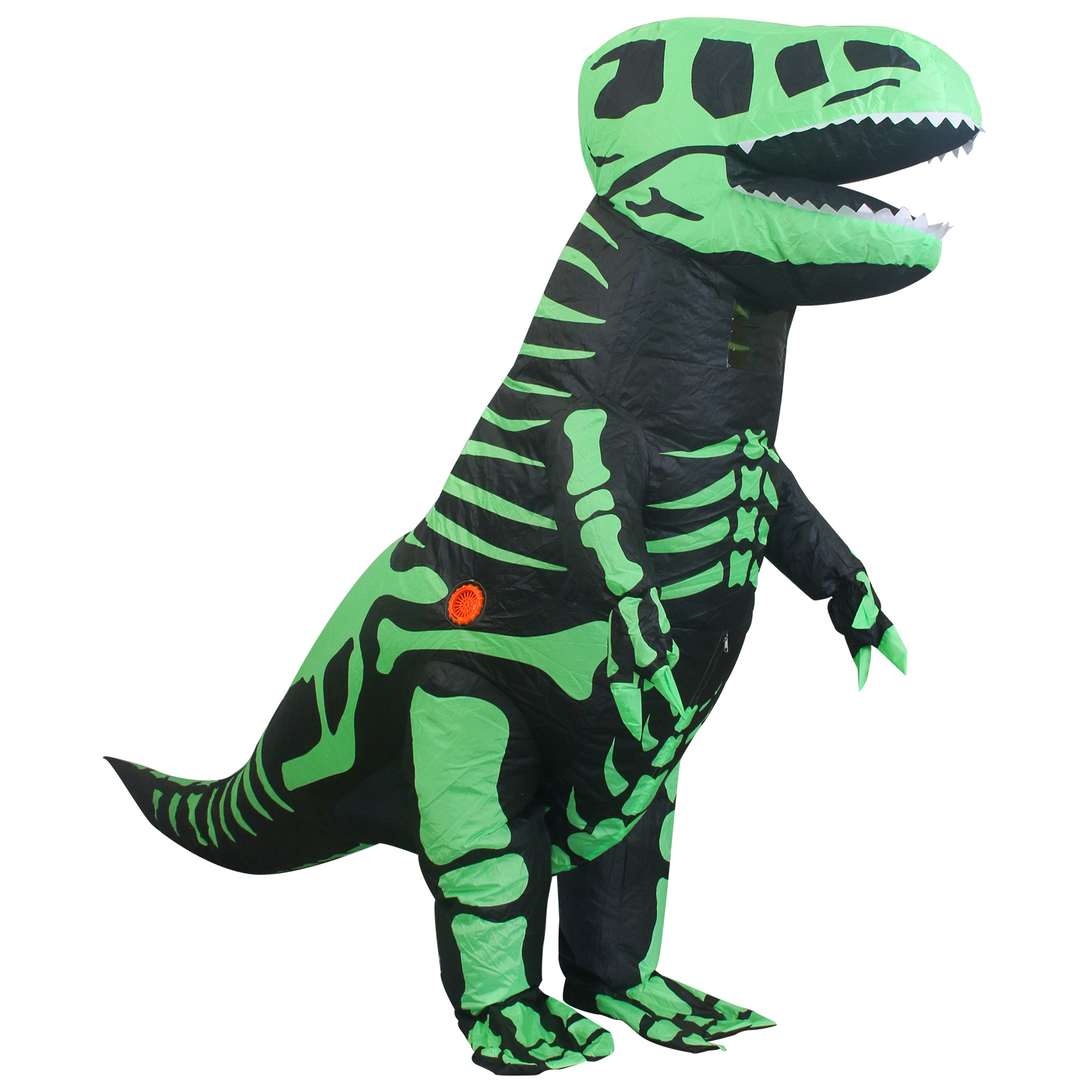Disfraz inflable de dinosaurio T-rex jurásico premium halloween Toda ocasión Talla unitalla 6 a 12 años - Verde