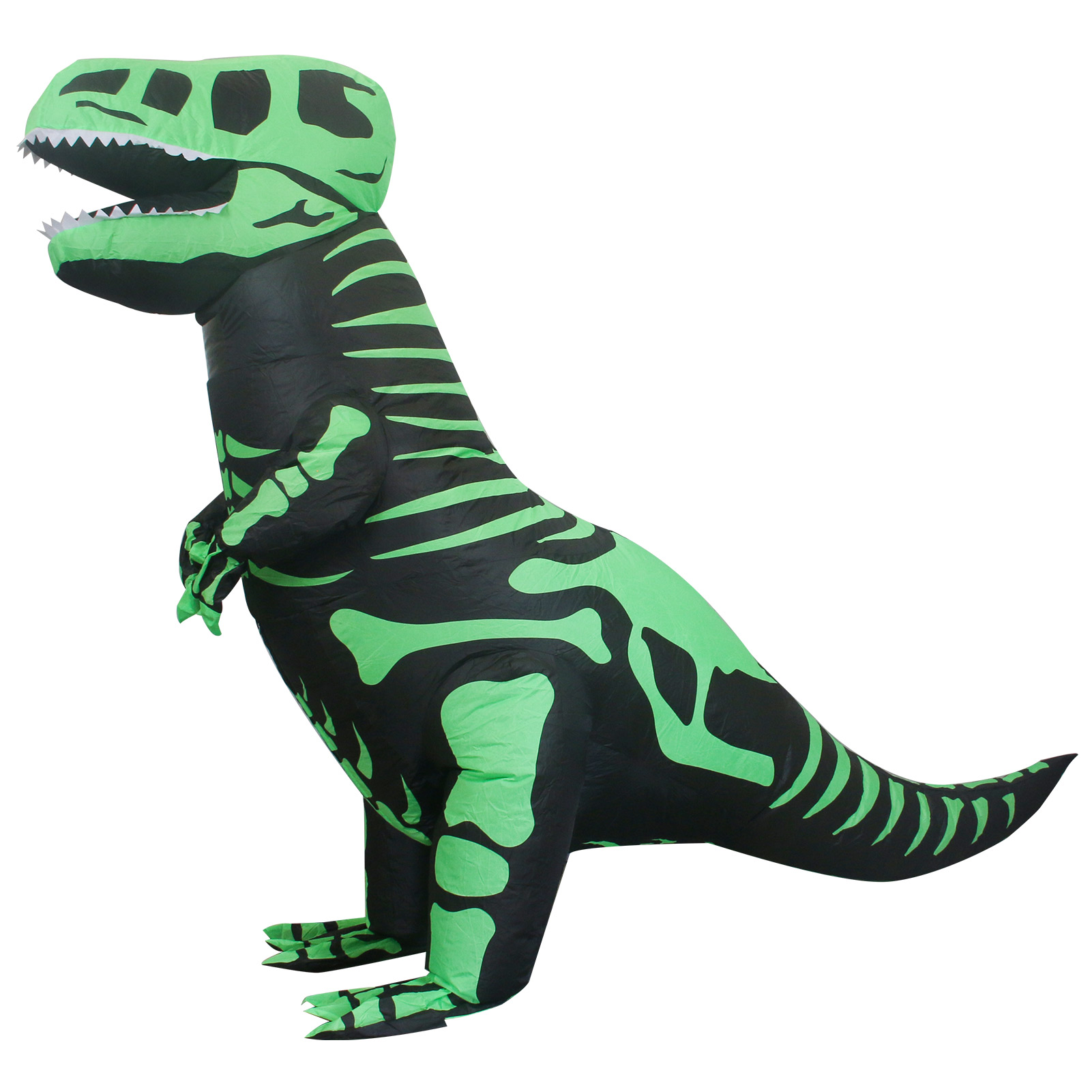 Disfraz inflable de dinosaurio T-rex jurásico premium halloween Toda ocasión Talla unitalla 6 a 12 años - Verde