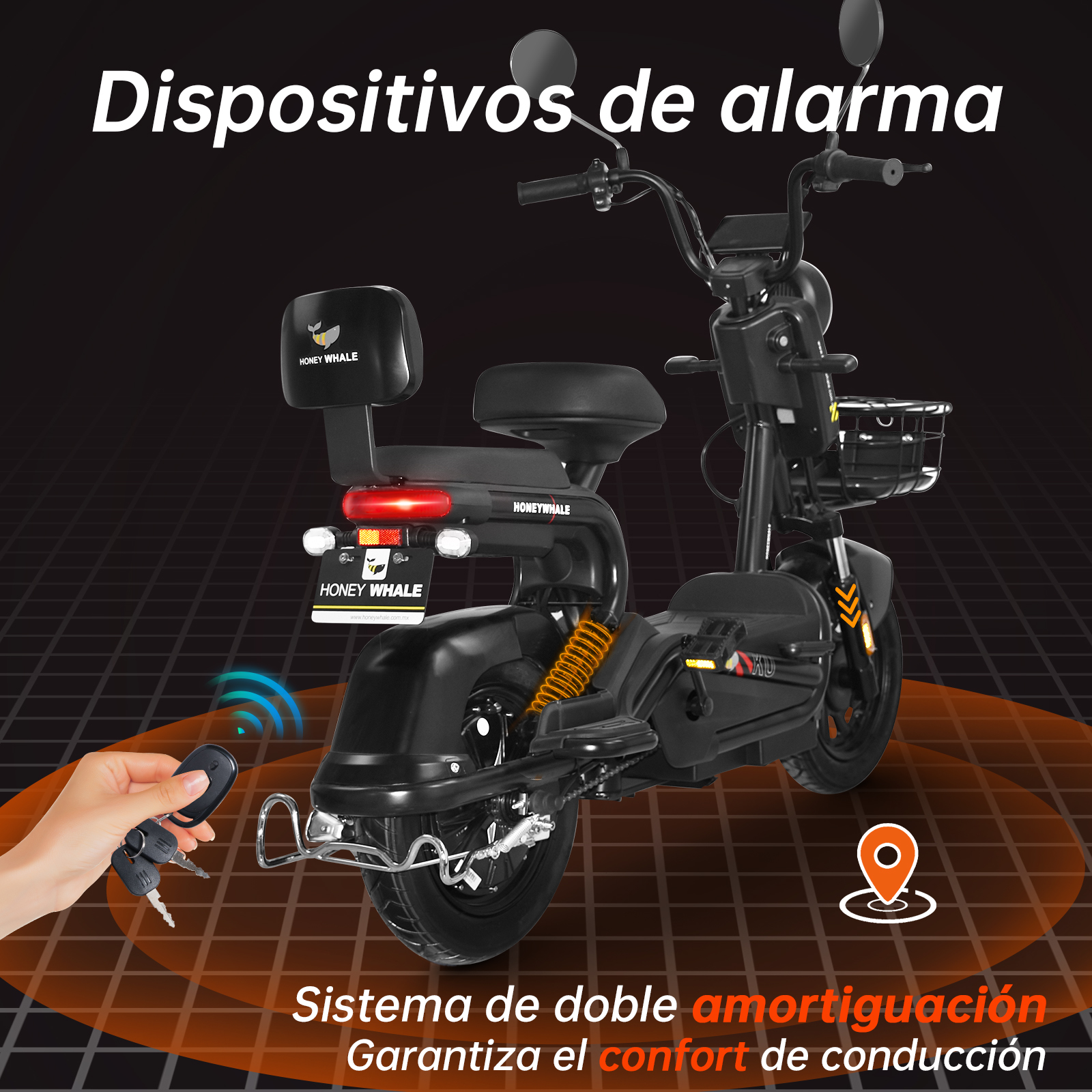 Motobici eléctrica Honey Whale KC Negro.